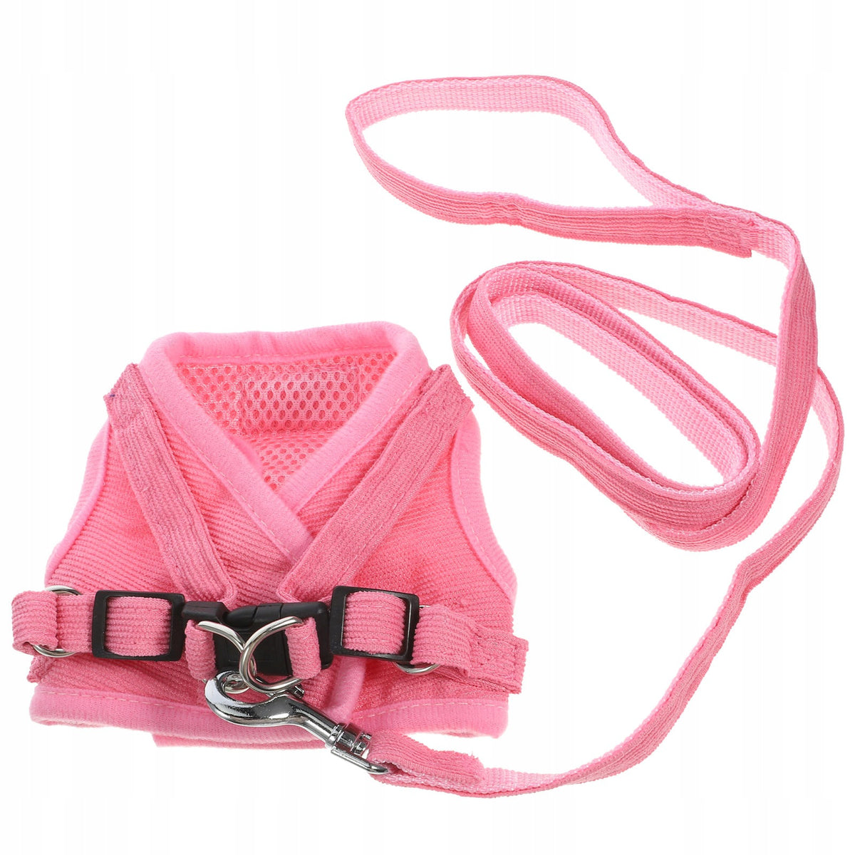 Adjustable Pink Dog Harness Vest with Reflective Safety Strap