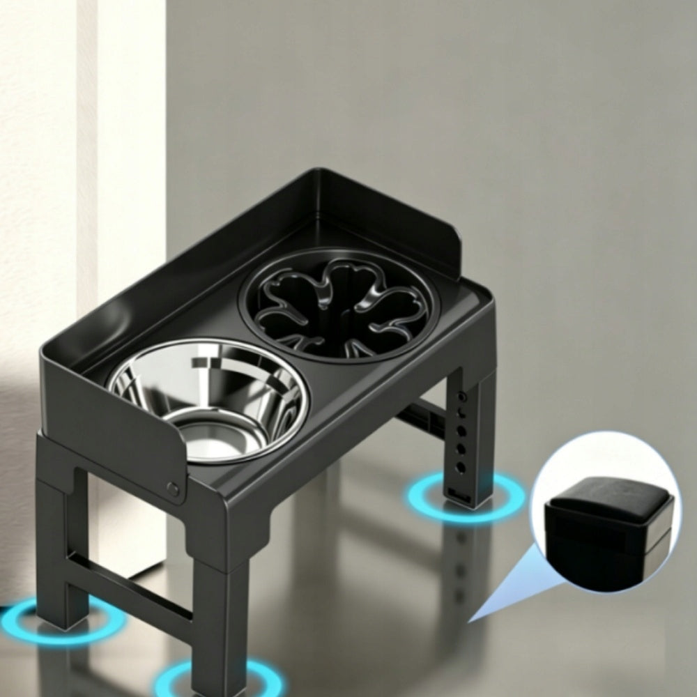 Adjustable Slow Feeder Dog Bown Neck Protection ABS Material Black Device type single bowl