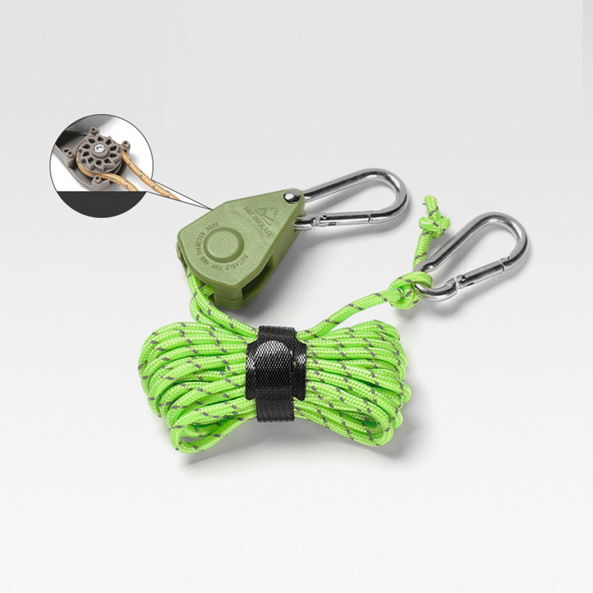 Adjustable Tent Wind Rope Pulley Ratchet Rope Hanger Outdoor Guy Line Green