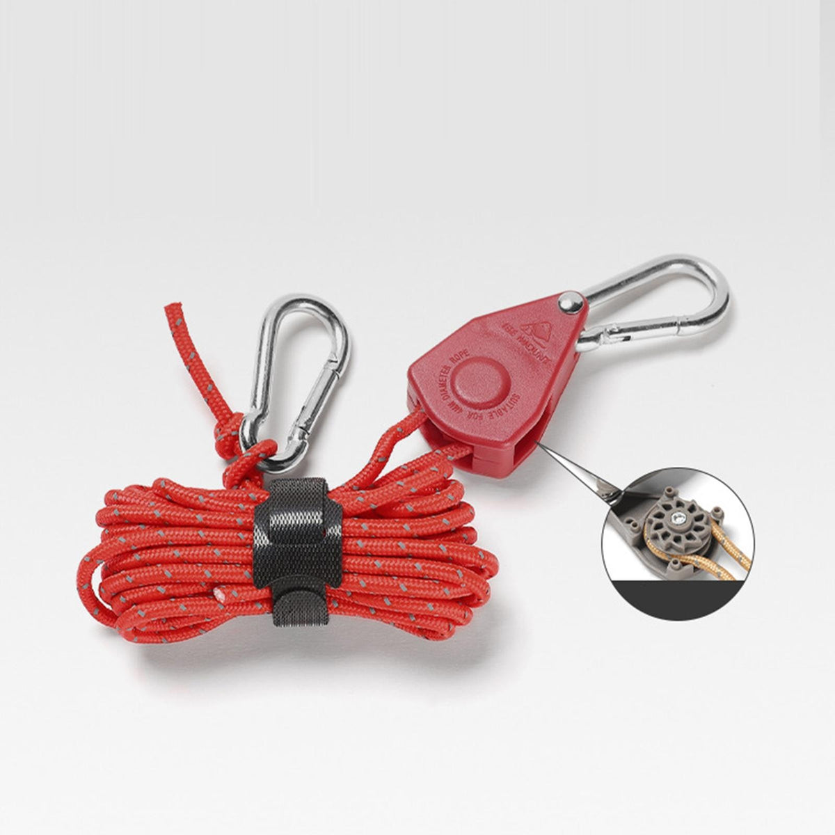 Adjustable Tent Wind Rope Pulley Ratchet Rope Hanger Outdoor Guy Line Red