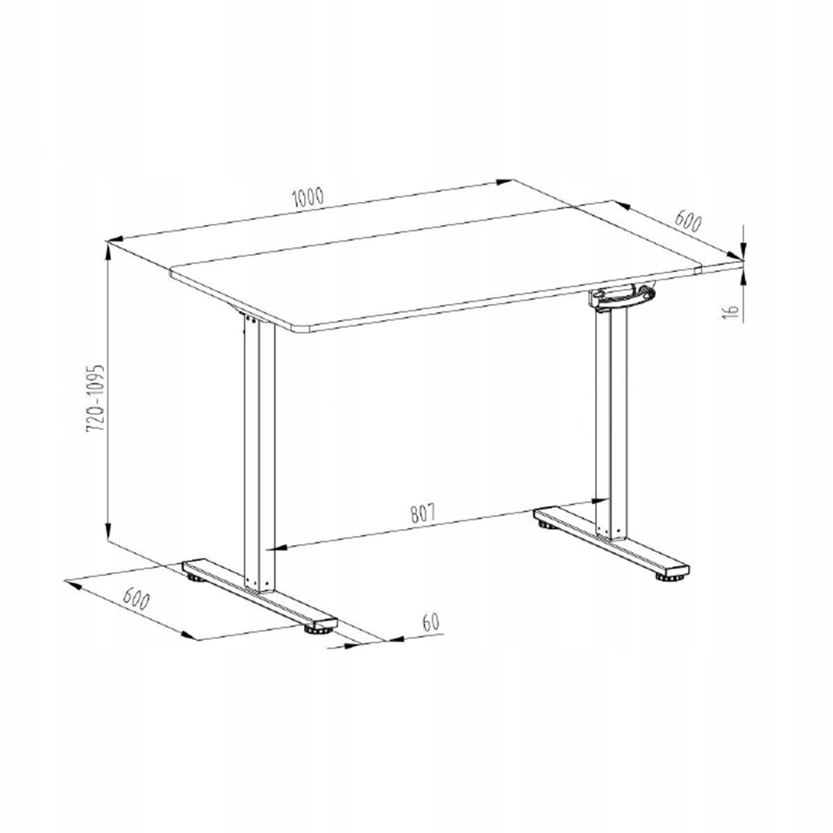 Adjustable desk lifted Manual small 100x60cm Spacetronik white Manufacturer code SPEO113WW_100_60
