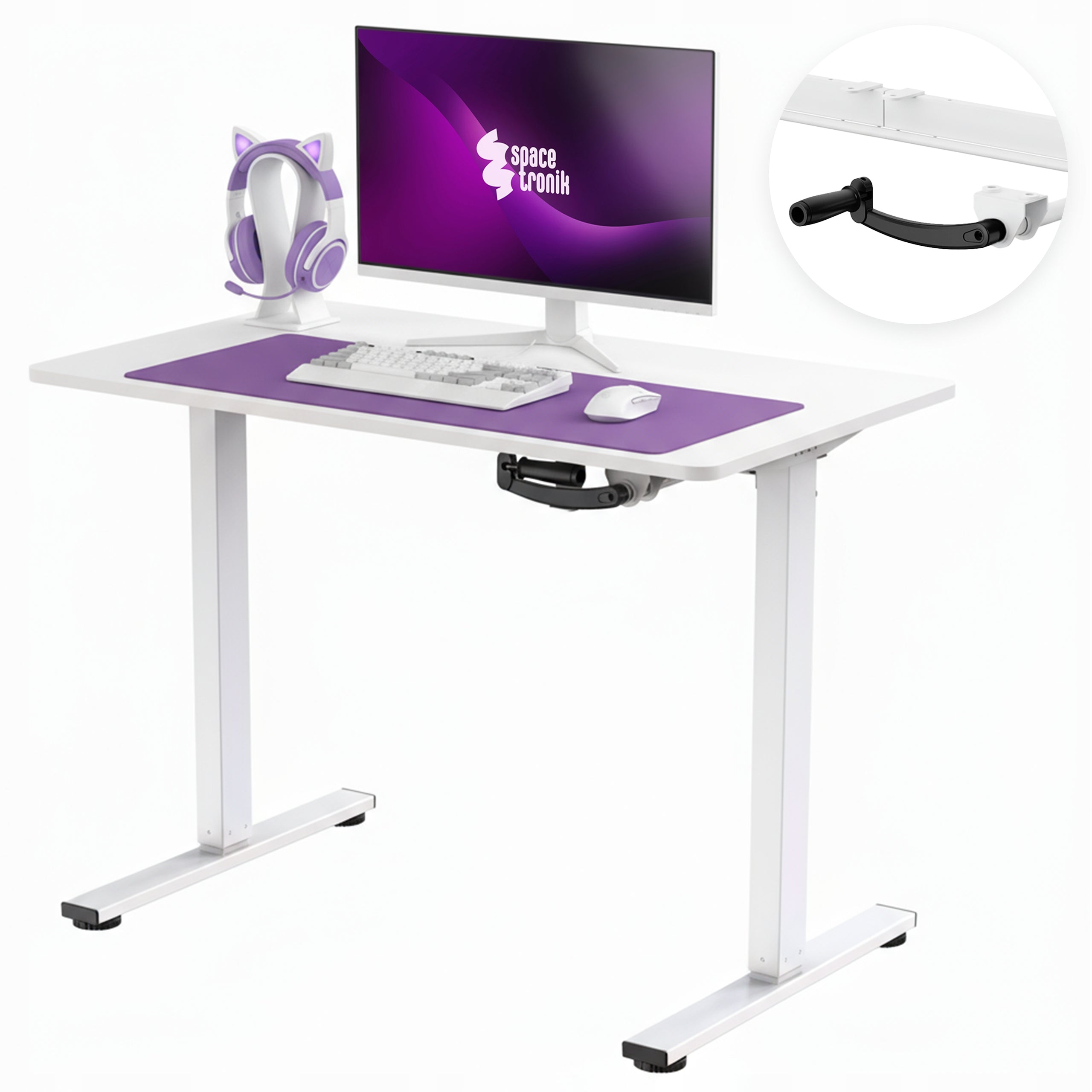 Adjustable desk lifted Manual small 100x60cm Spacetronik white