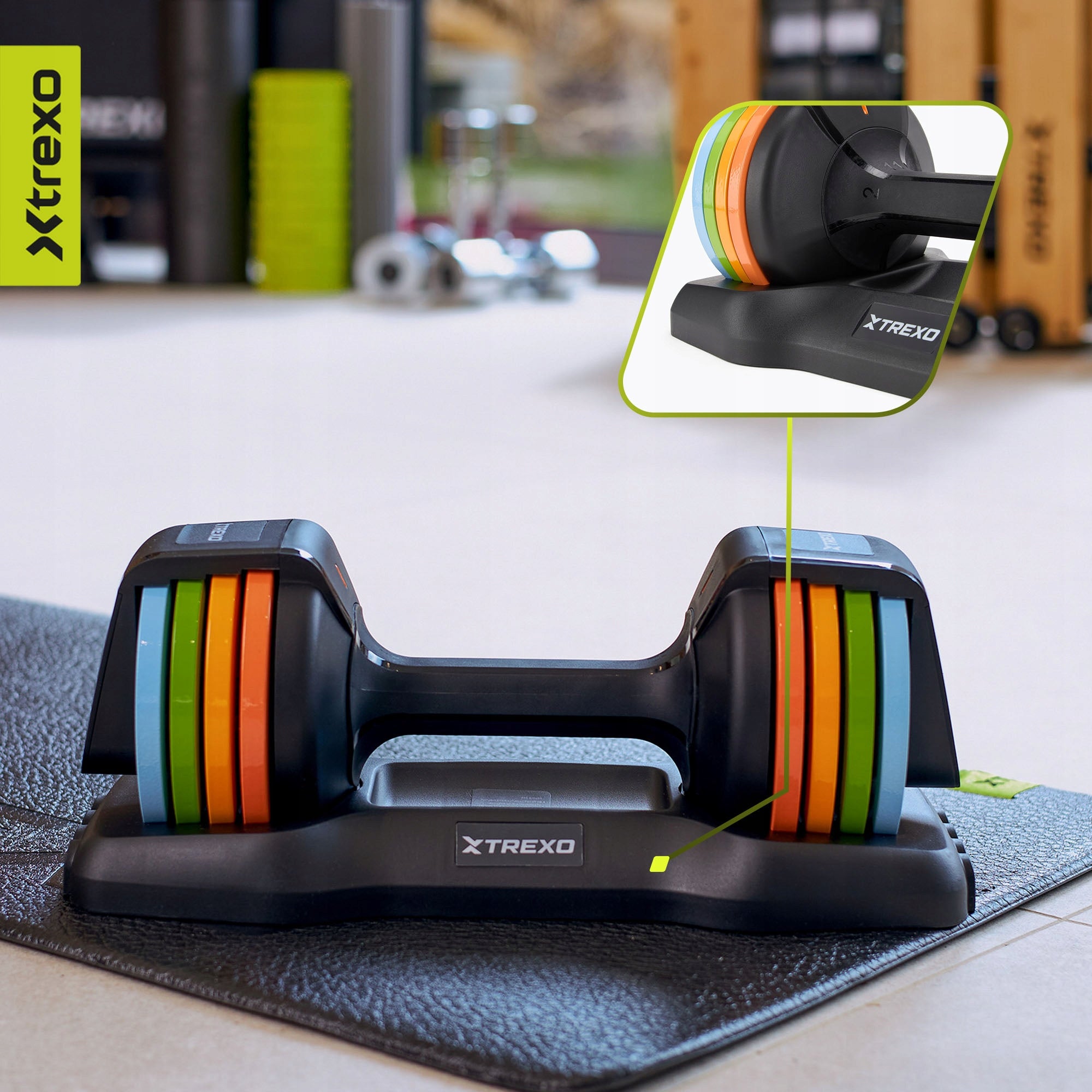 Adjustable dumbbell XTREXO WITH STAND 11,5 kg multicolor STEEL RUBBERIZED Weight other