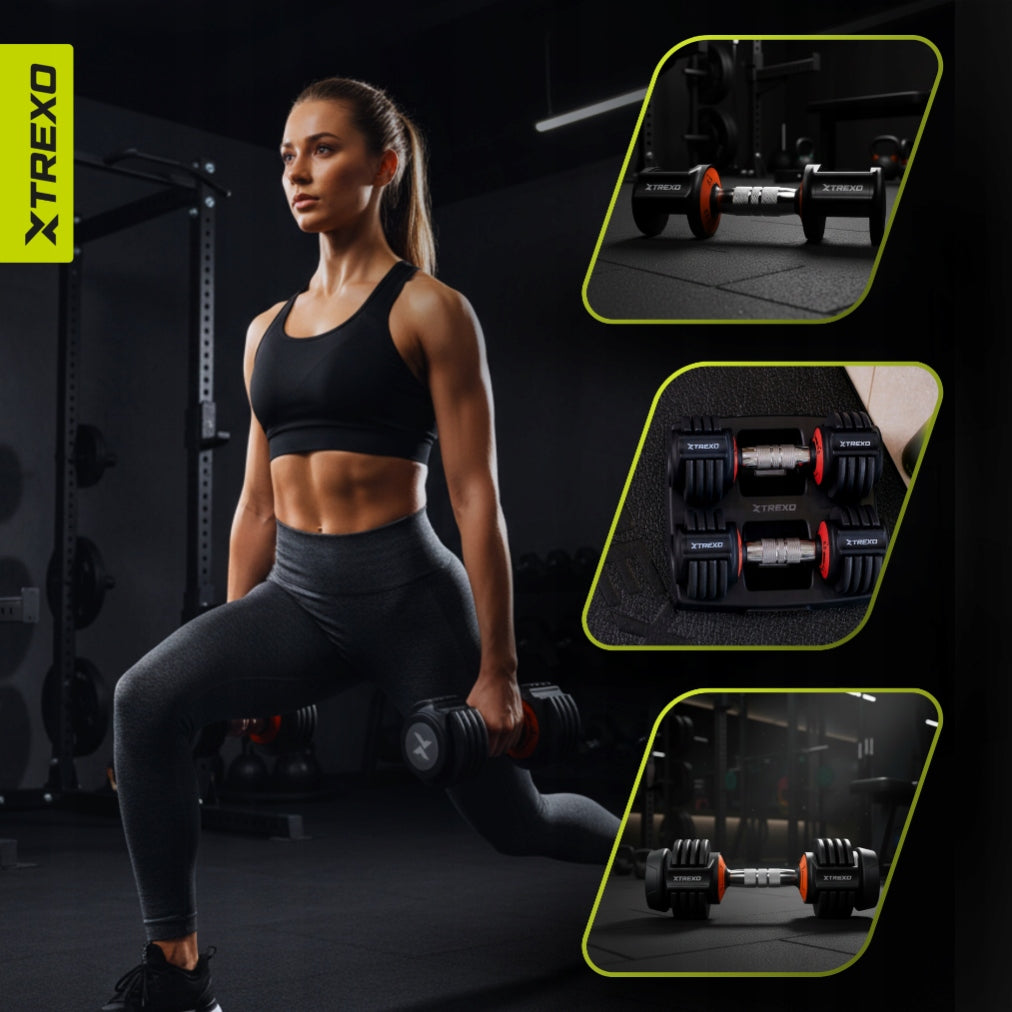 Adjustable dumbbell set XTREXO 2x5,75kg black 11,5kg FOR EXERCISE SOLID Brand Xtrexo