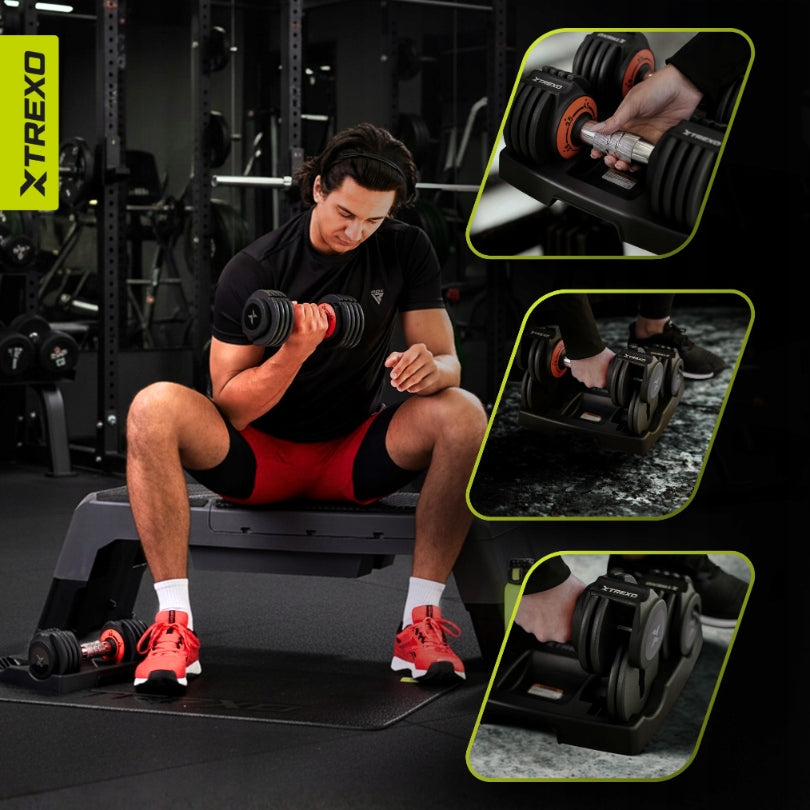 Adjustable dumbbell set XTREXO 2x5,75kg black 11,5kg FOR EXERCISE SOLID Model TXO-B4W017