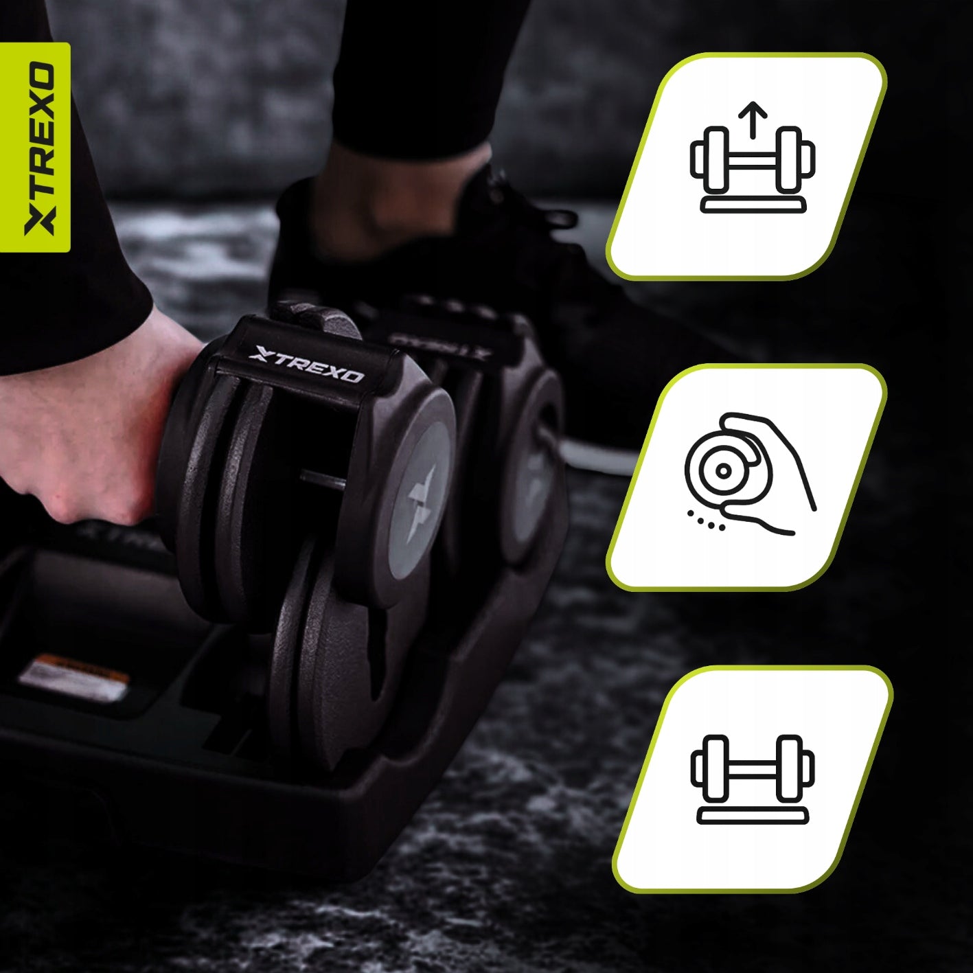 Adjustable dumbbell set XTREXO 2x5,75kg black 11,5kg FOR EXERCISE SOLID Weight other