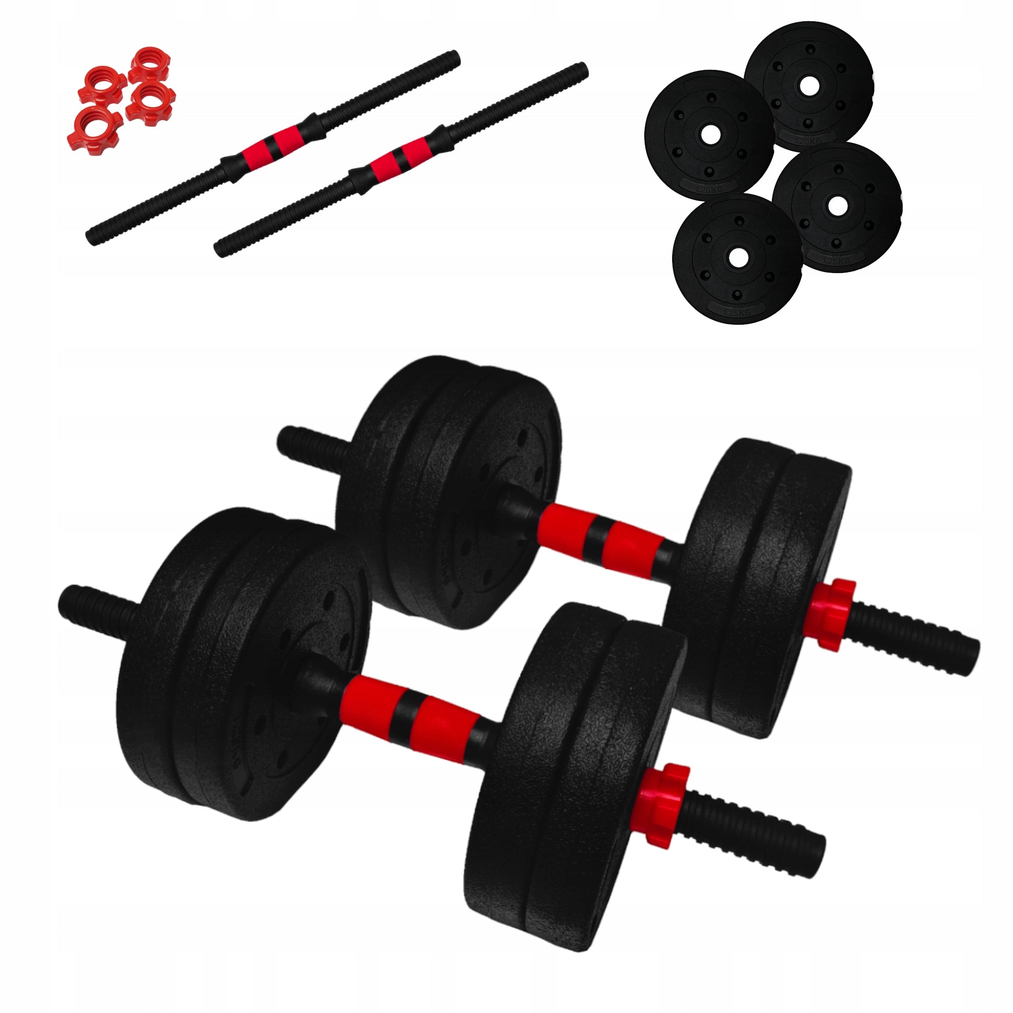 Adjustable dumbbells 2x5 kg set 10kg with connector griffins plates load Model Hantle bitumiczne regulowane 2x5 kg z łącznikiem