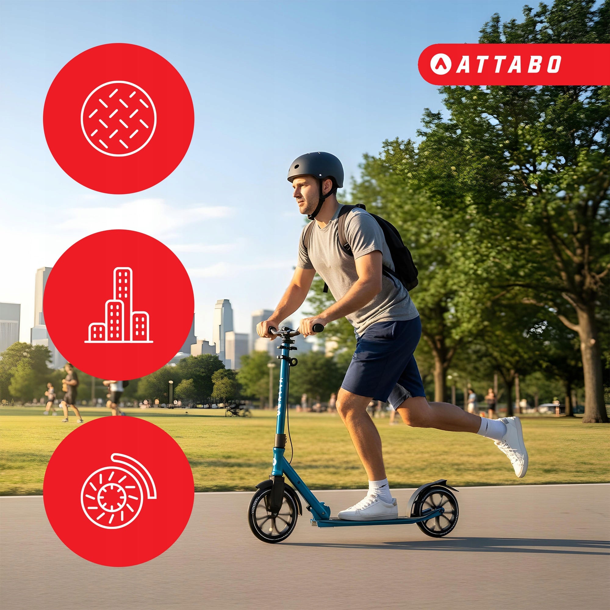 Adjustable folding scooter ATTABO for children large wheels 230mm with brake Number of wheels 2