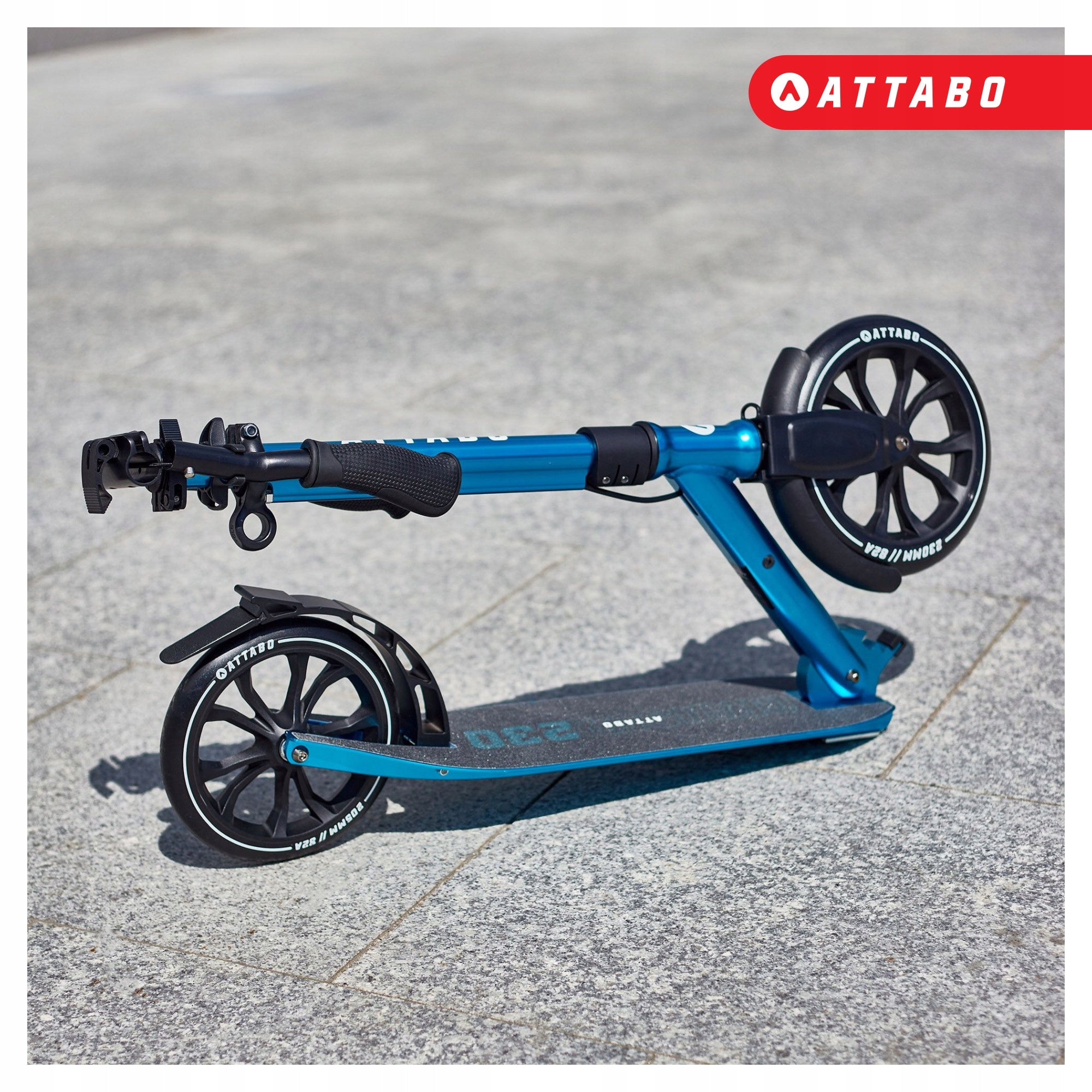 Adjustable folding scooter ATTABO for children large wheels 230mm with brake Wheels natural rubber
