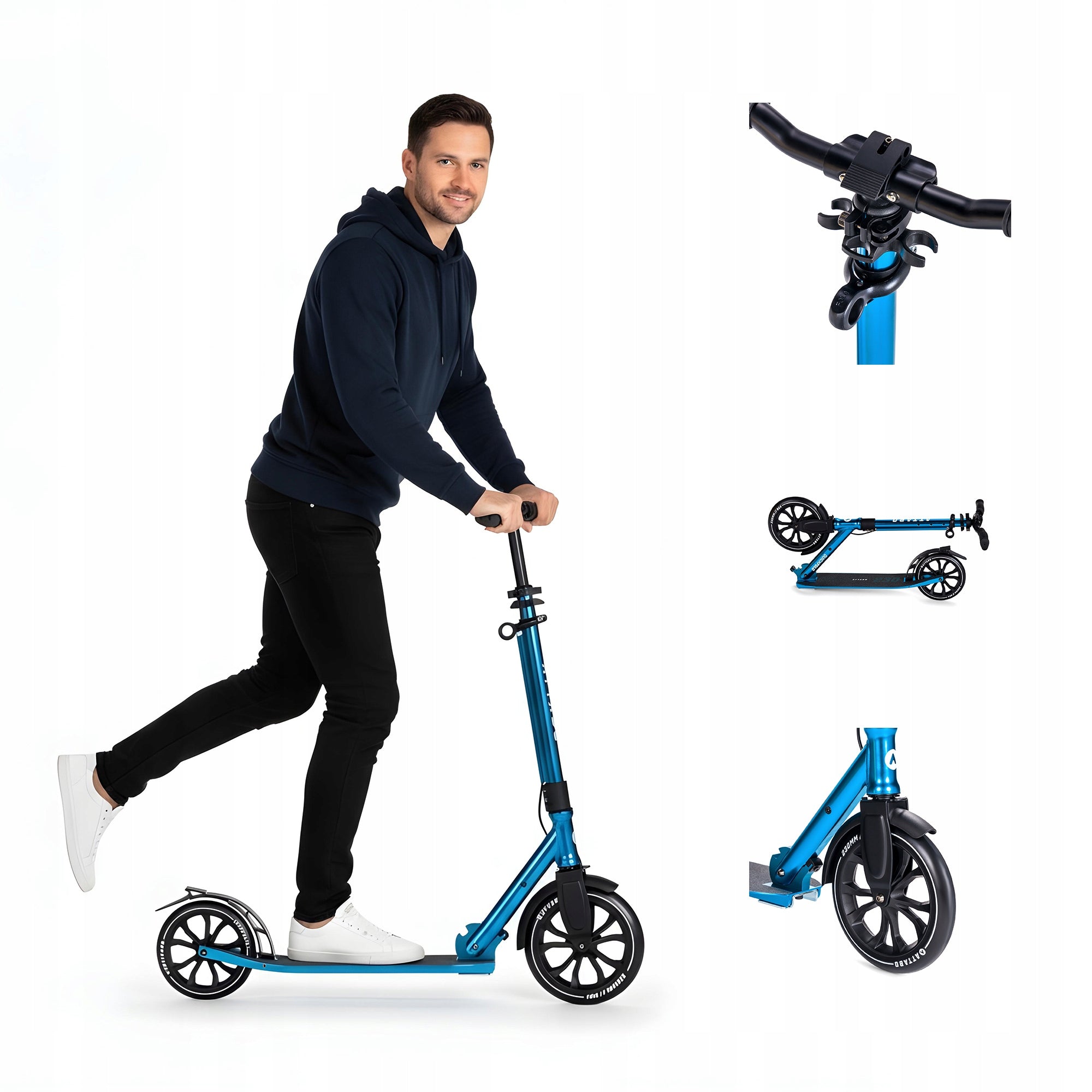 Adjustable folding scooter ATTABO for children large wheels 230mm with brake