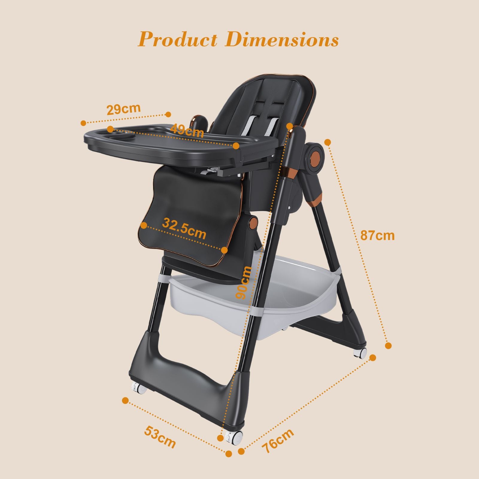 Adjustable high chair 0-6 years black Color black