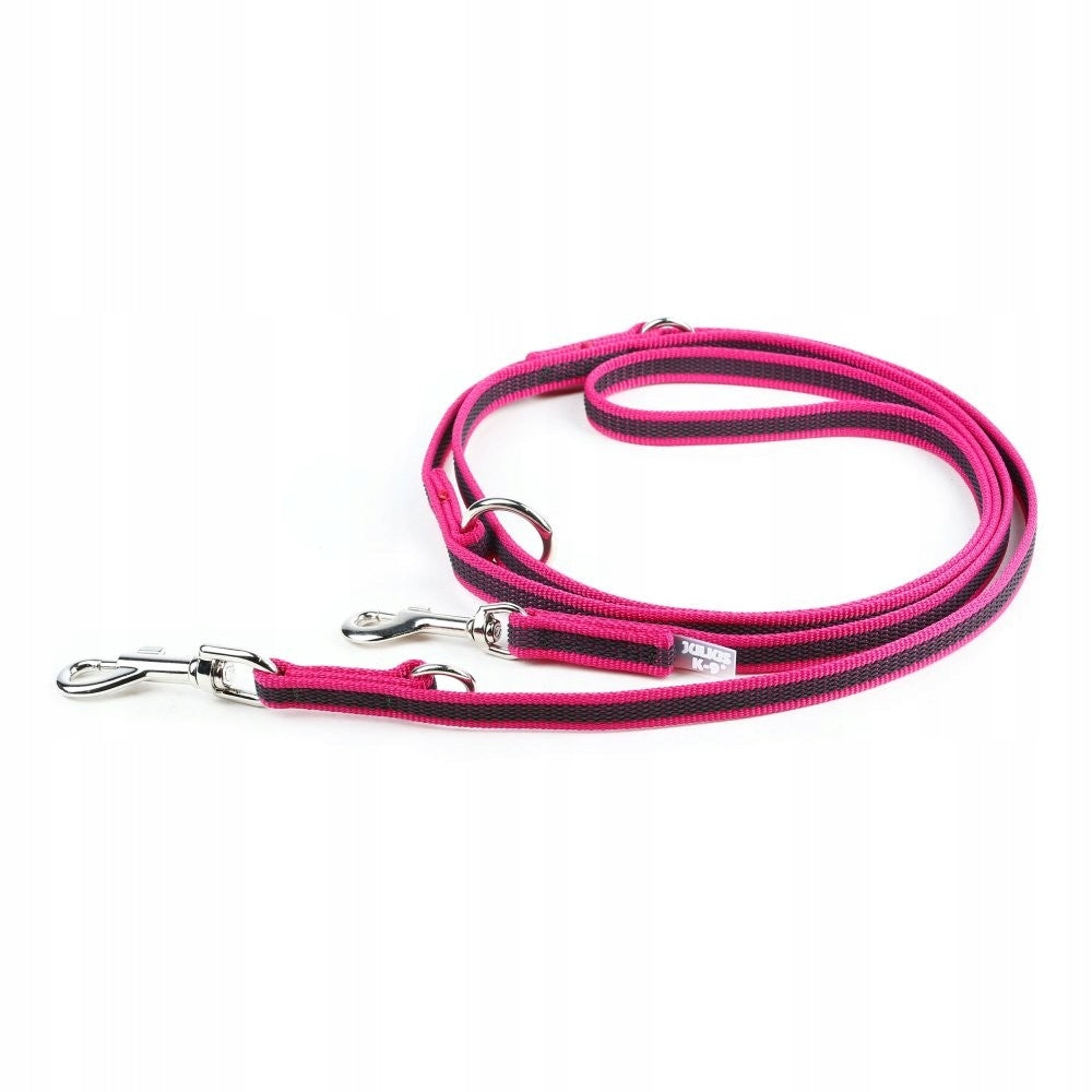 Adjustable leash Julius 2 x 220cm rubberized Pink