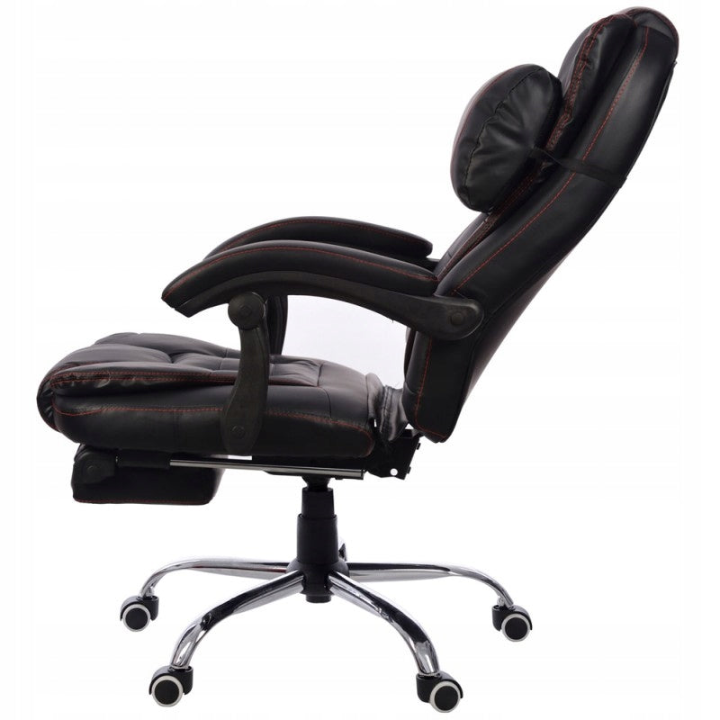 Adjustable office chair BLACK footrest GIOSEDIO FBK004R (red stitching) Manufacturer code FBK004R