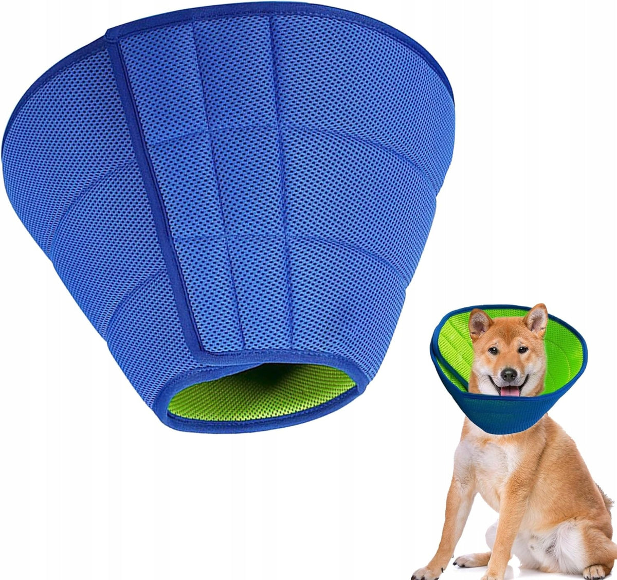 Adjustable pet collar to prevent licking and scratching.