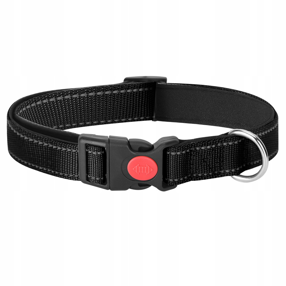 Adjustable reflective dog collar, size 25-40cm S, black
