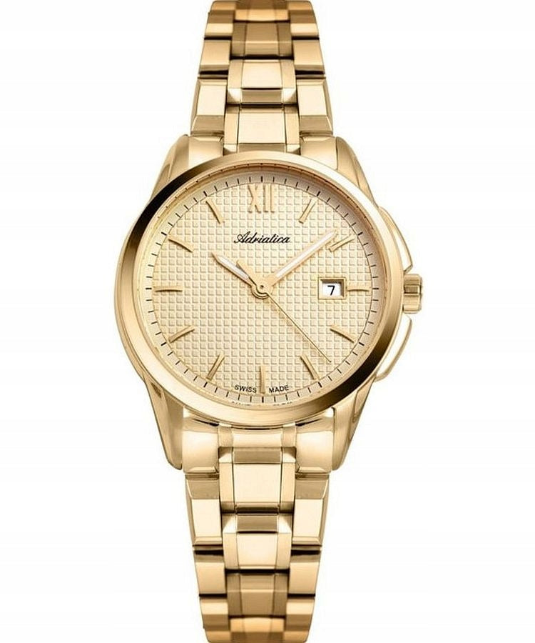 Adriatica women's watch A3190.1161Q Gold Date WR50 on bracelet