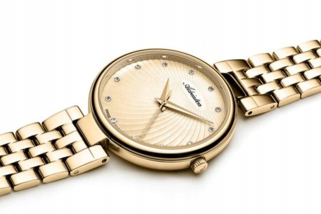 Adriatica women's watch A3689.1141Q1 GOLDEN RHINESTONES ON WR30M BRACELET. Brand Adriatica