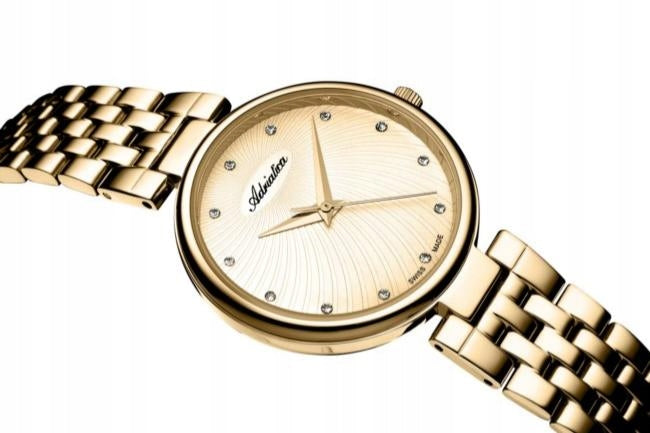 Adriatica women's watch A3689.1141Q1 GOLDEN RHINESTONES ON WR30M BRACELET. Packaging status original