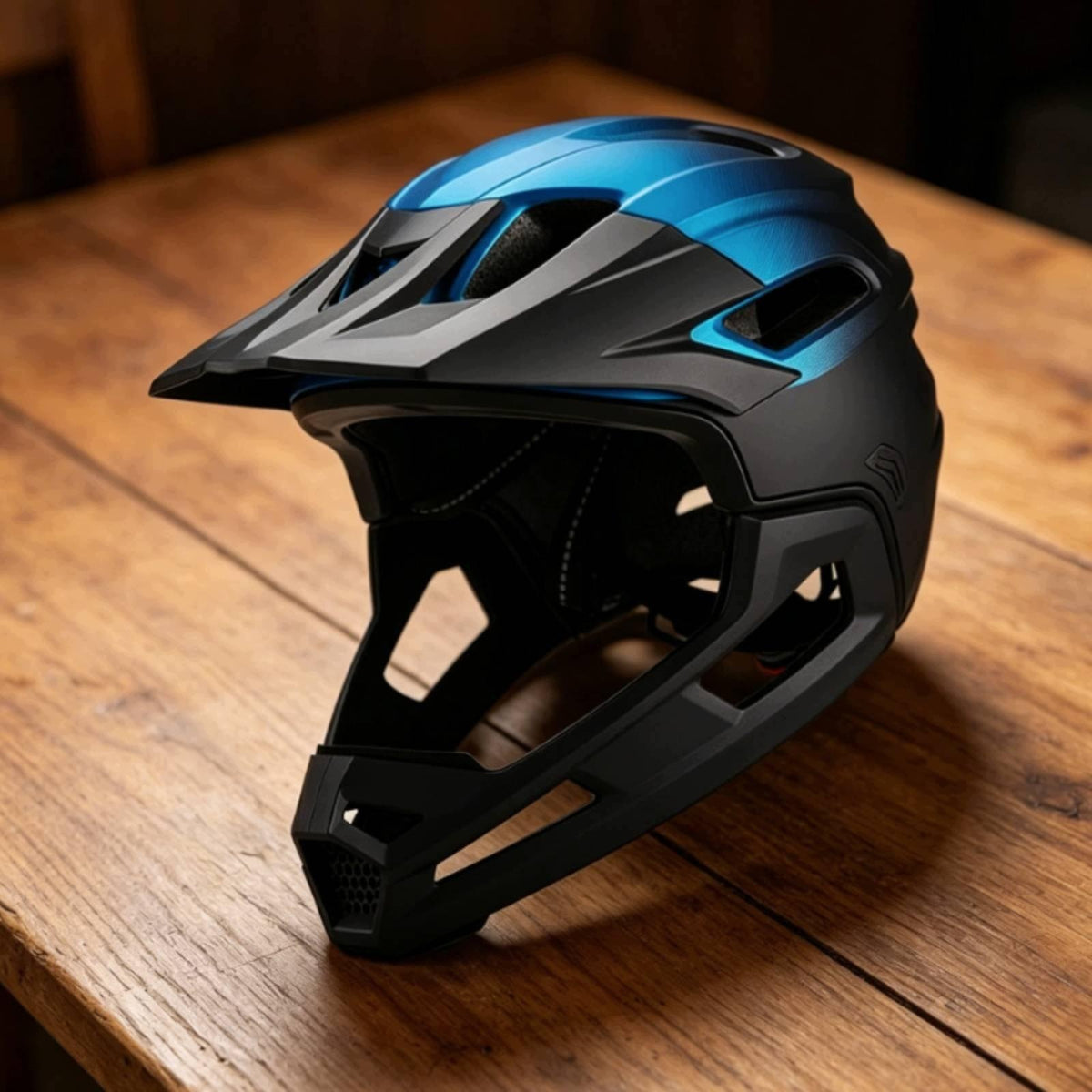 Adult Cycling Headgear Full Face Mountain Bike Helmet PC EPS Black Blue