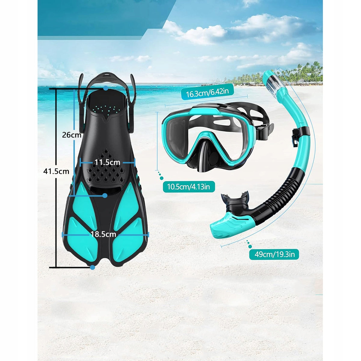 Adult Diving Set With Fins Dry Pipe 42-47 Model 6974974885625