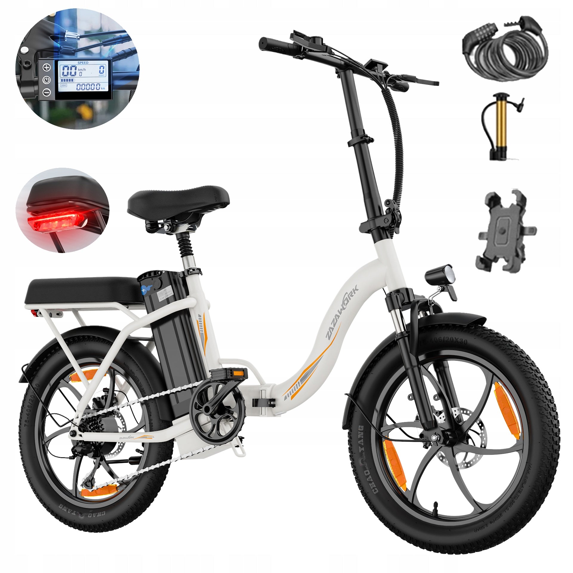 Adult Electric Bike ZAZAWORK C16 250W 16Ah 20" Folding E-bike Foldability partially assembled, calibrated