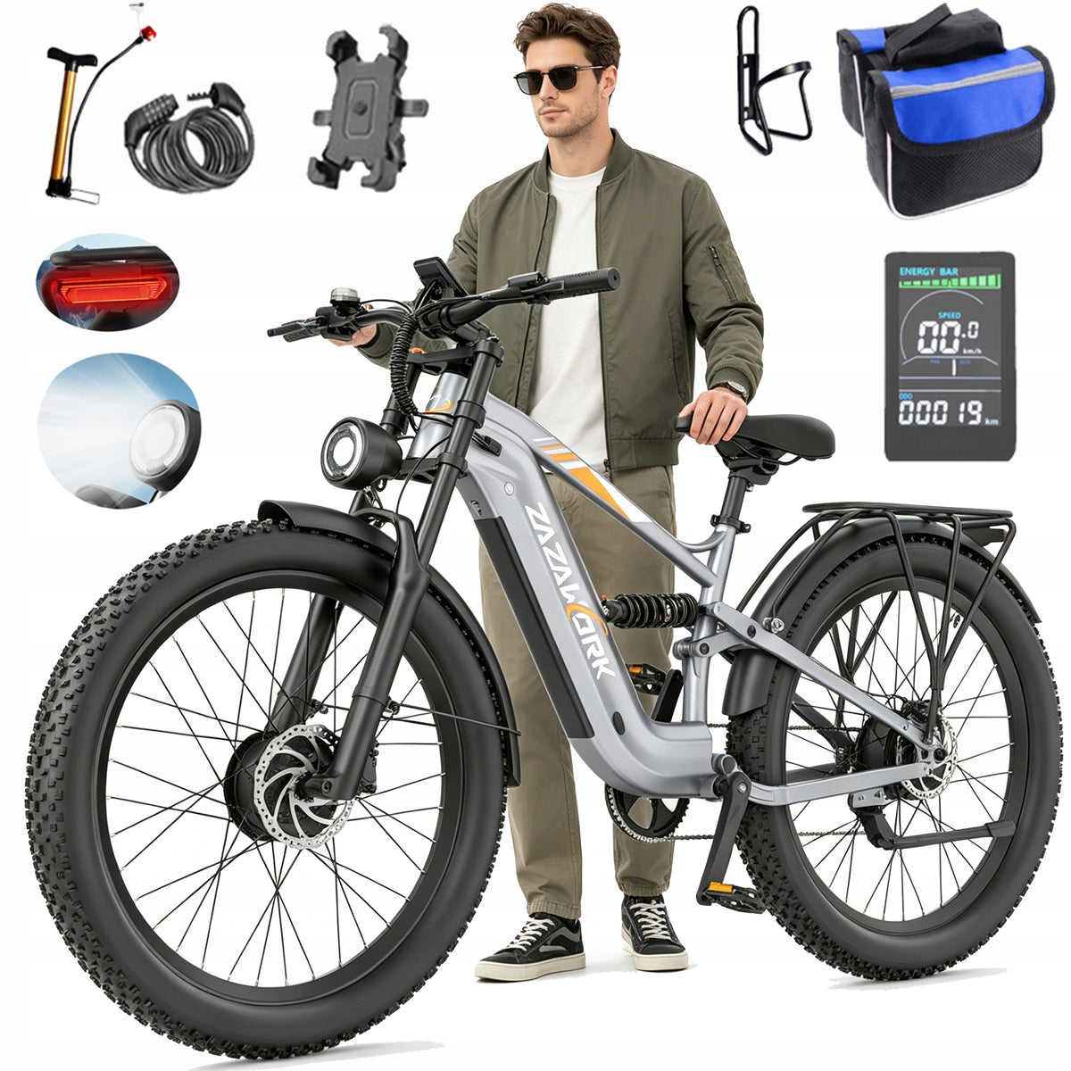 Adult Electric Vehicles 48V20AH 2000W 50km/h 120km 27.5"+Helmet Brand ZAZAWORK