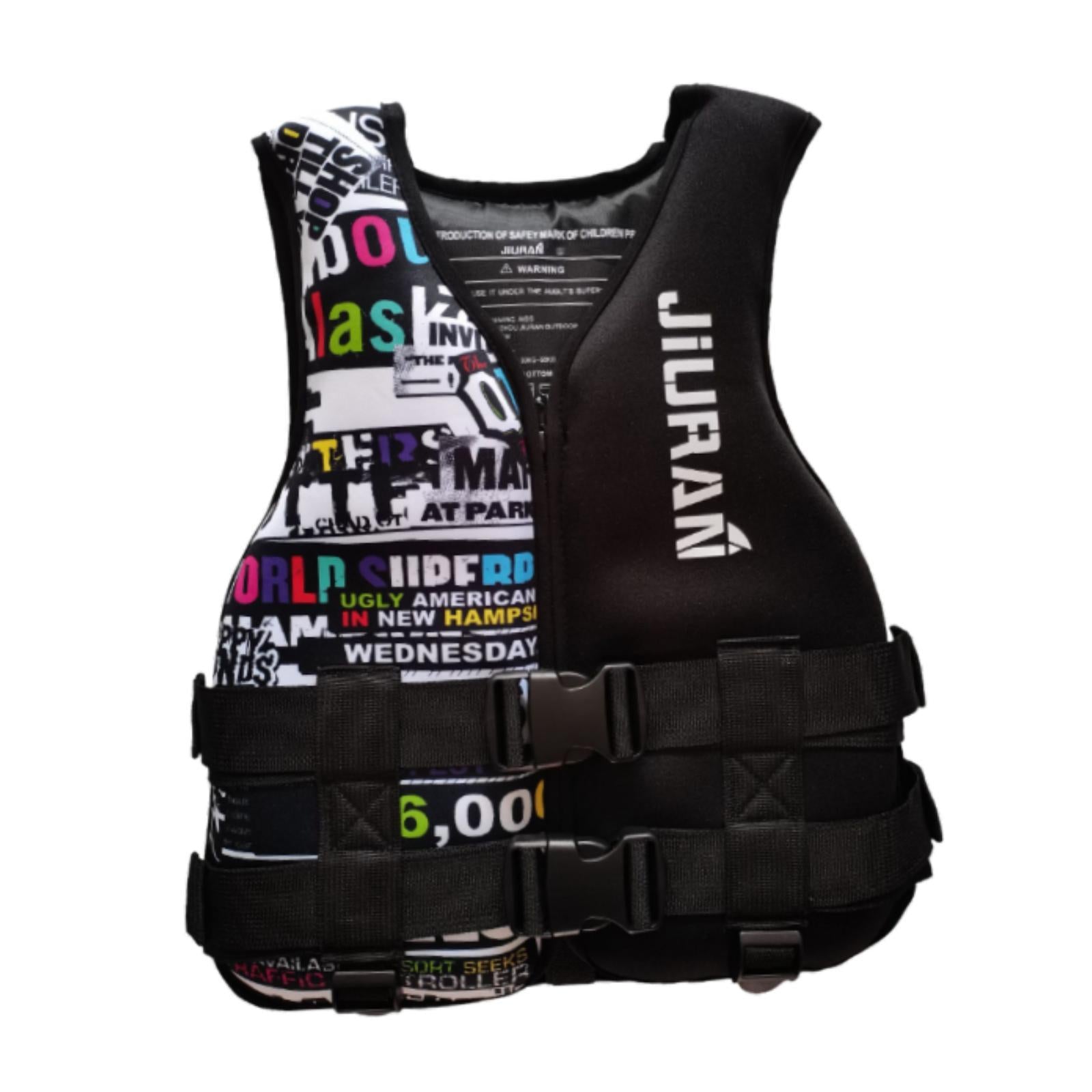 Adults Life Vest Adjustable Portable Sleeveless Life Jacket XL Black Size XL