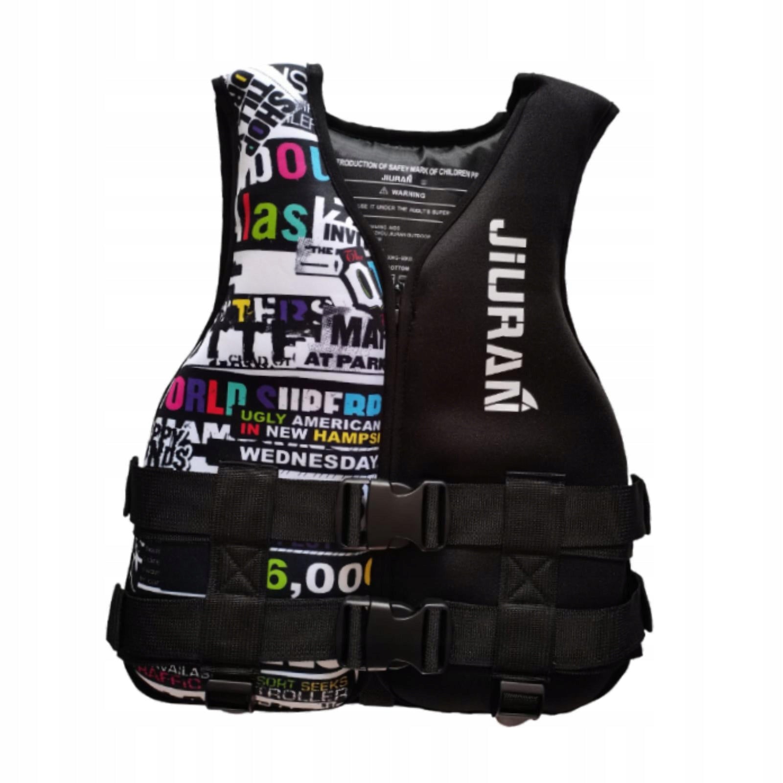 Adults Life Vest Adjustable Portable Sleeveless Life Jacket XL Black