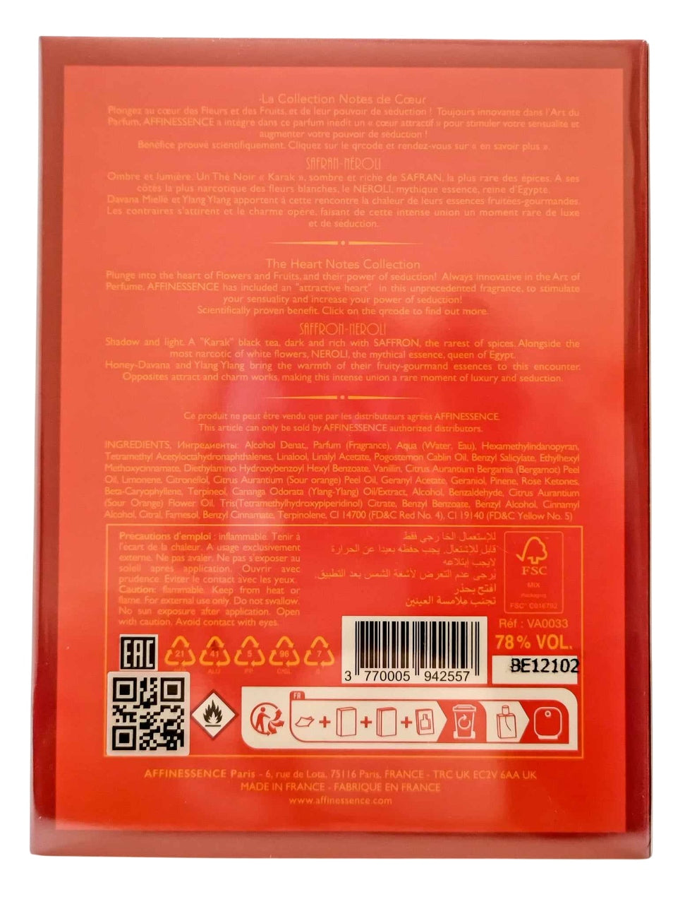 Affinessence Safran Neroli EDP 50ml Product in foil Manufacturer code BE12102