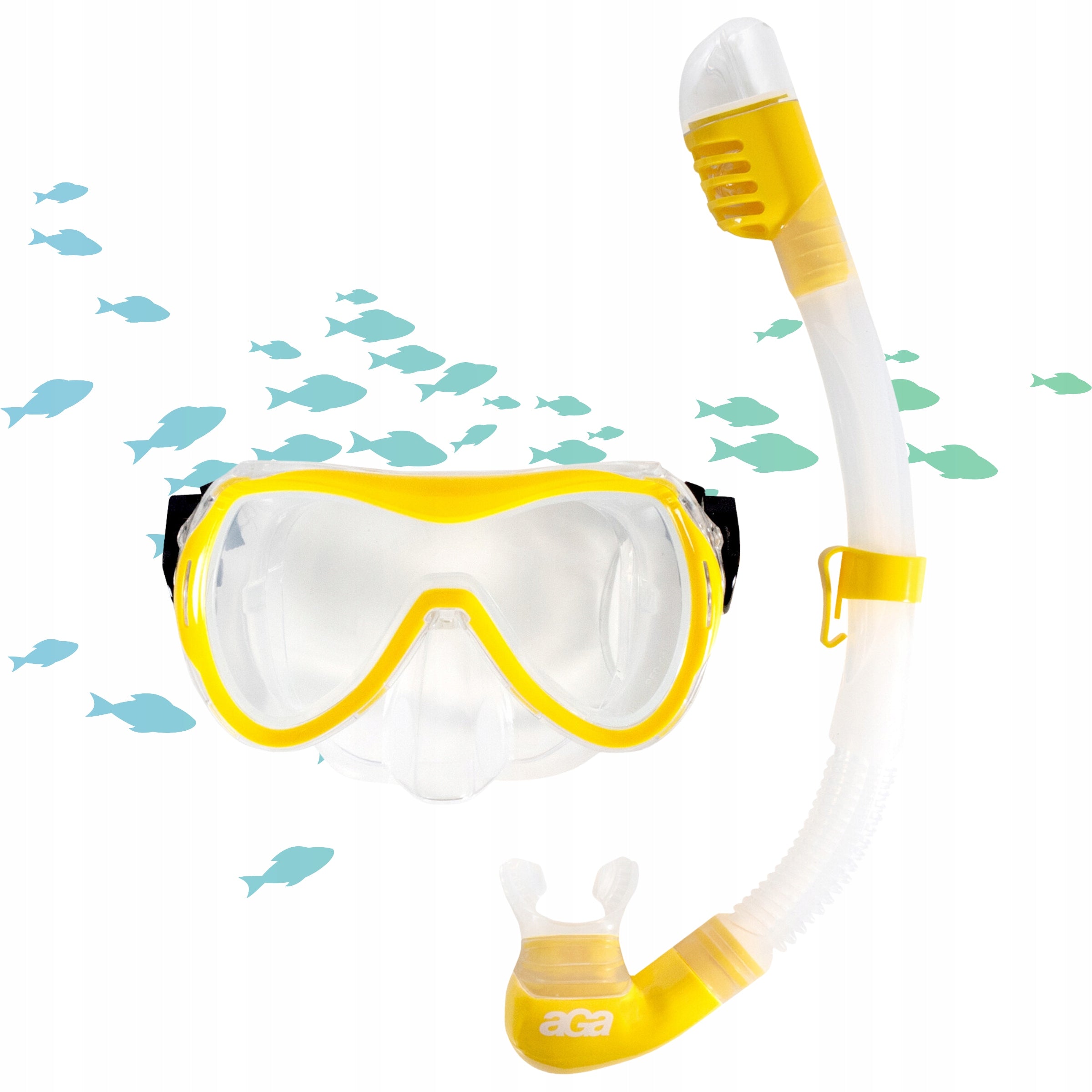 Aga Diving Set Mask Glasses with Pipe Tube Yellow Snorkeling
