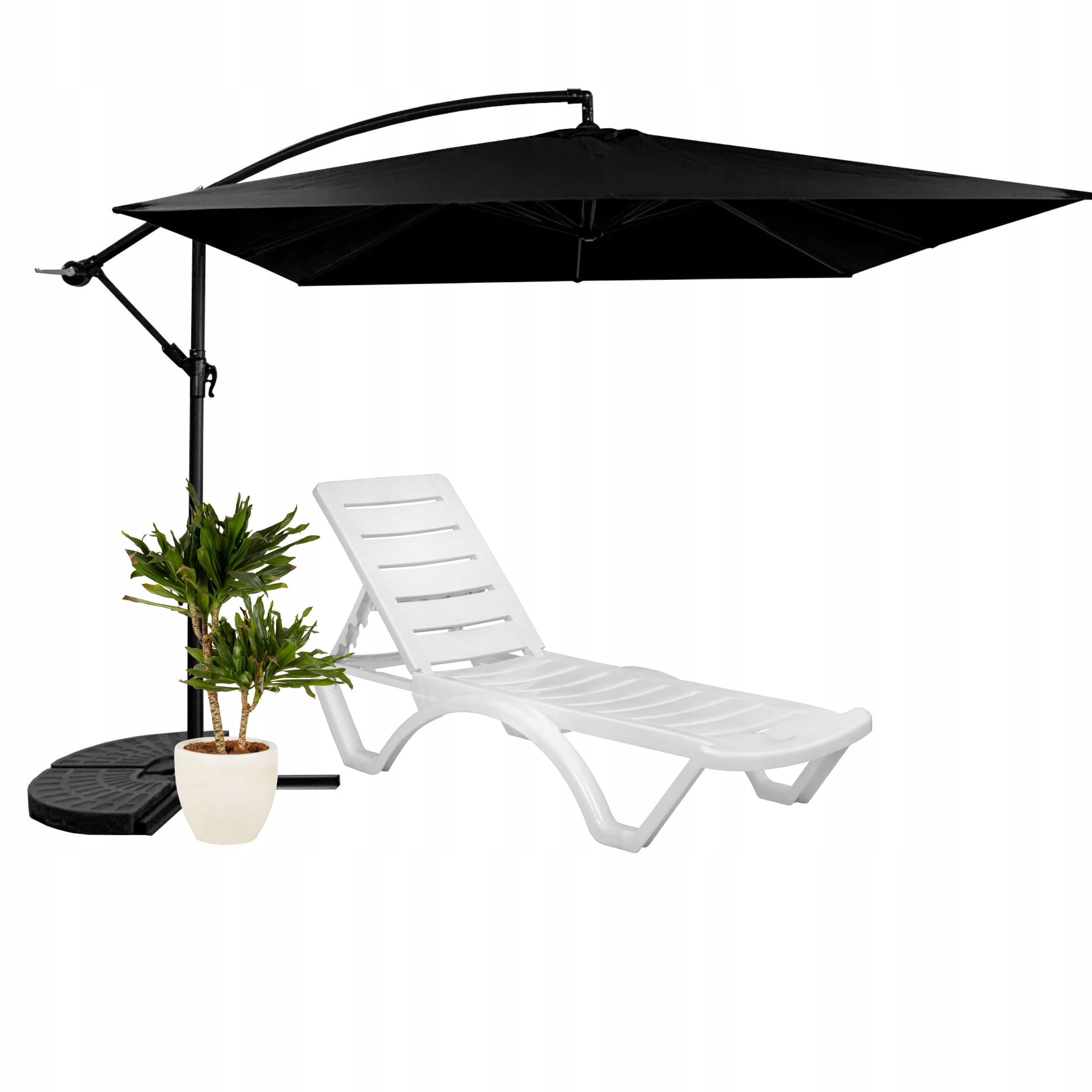 Aga Umbrella garden terrace folding on boom 250 cm 2,5 m black STRONG