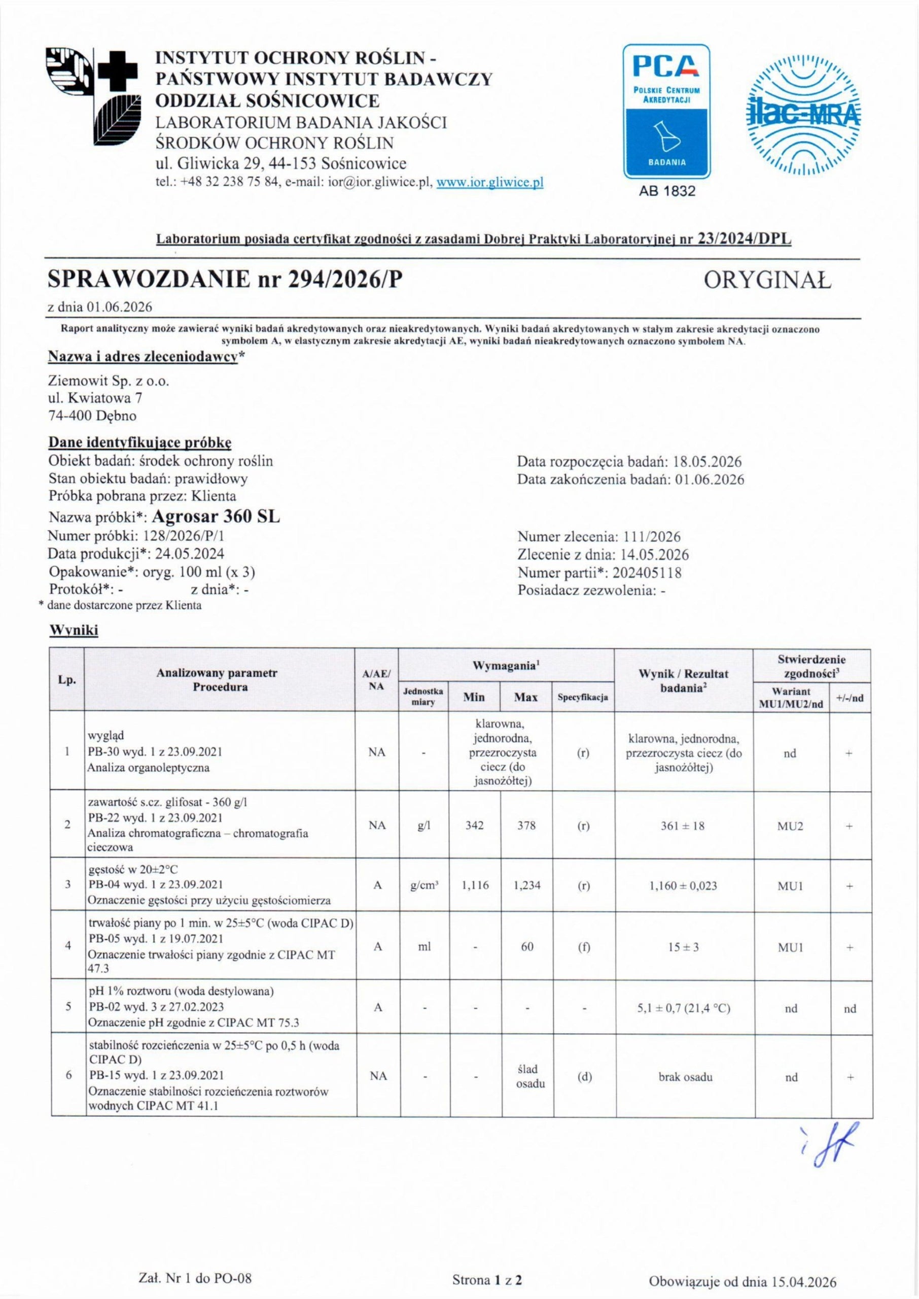 Agrosar 360 SL For Weed Herbicide Glyphosate 3x100ml WITHOUT CERTIFICATE Manufacturer code 5904063830145