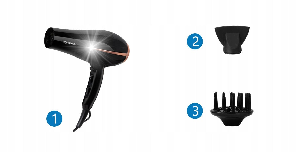 Aigostar Hair dryer Ionic AC 2400W VDE/Fighter Diffuser