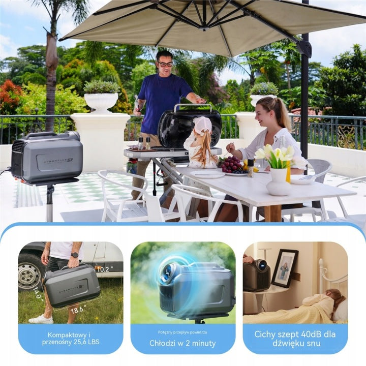 Air Conditioner Portable Cybertake 5100 BTU 1 kW Wi-Fi Heating Home And Camper Dominant color black