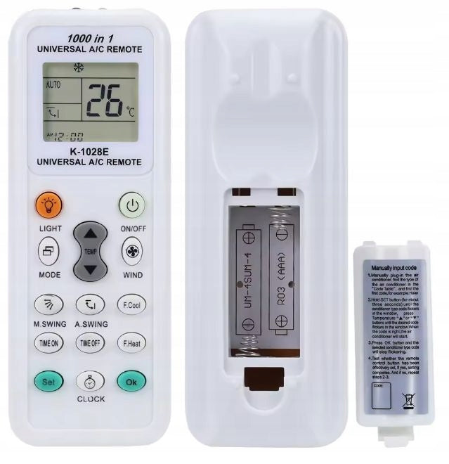 Air Conditioner Remote Control Universal Air Conditioning Replacement Sanyo Fujitsu LG Manufacturer code K1028E Uniwersalny