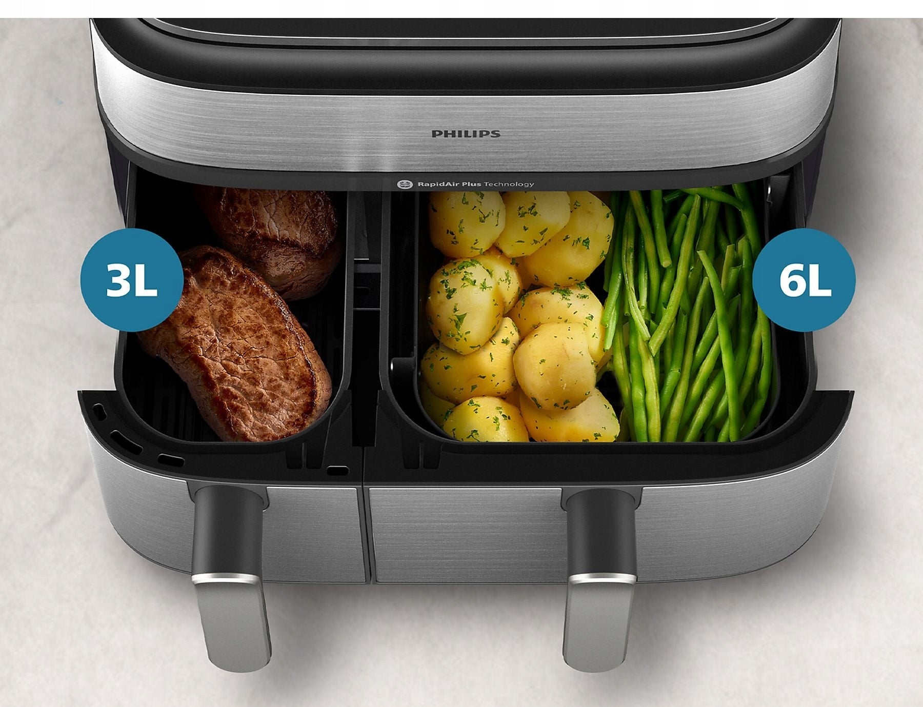 Air Fryer Philips 9L 2750W NA555/00 TWO BASKETS Brand Philips