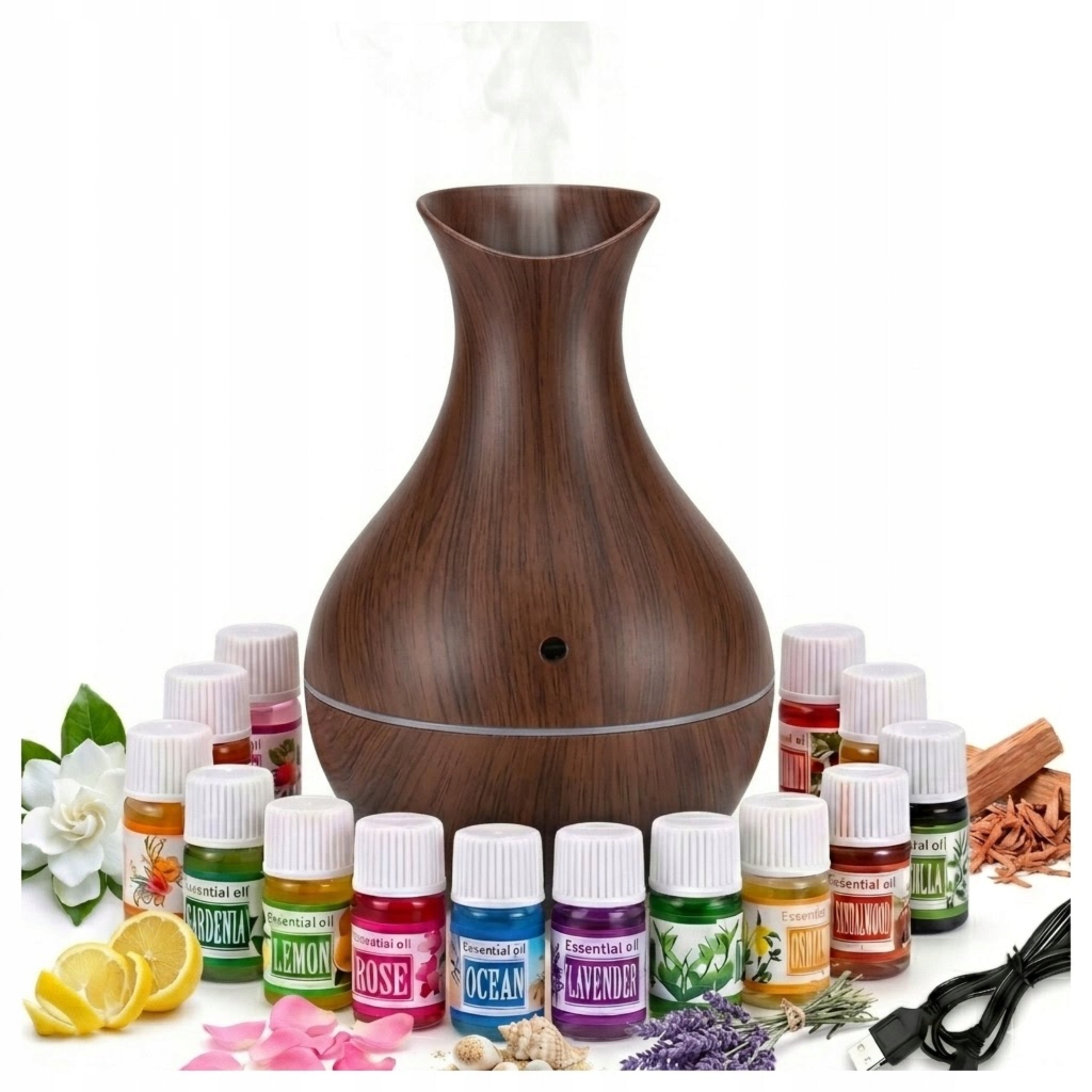 Air Humidifier Fragrance Diffuser + 12 Oils LED Light Mist