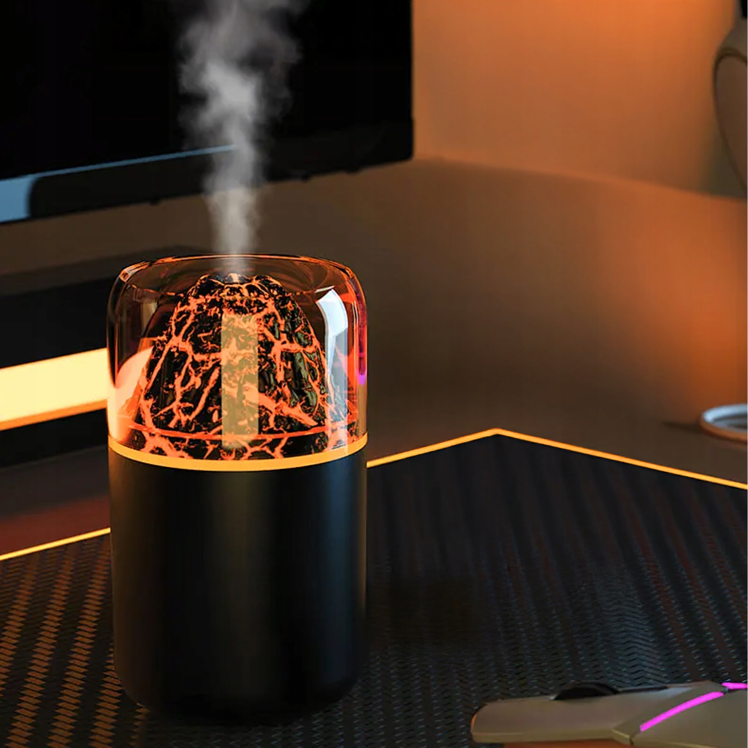 Air Humidifier Fragrance Diffuser Led Aromatherapy Volcano Fire Effect Model H05