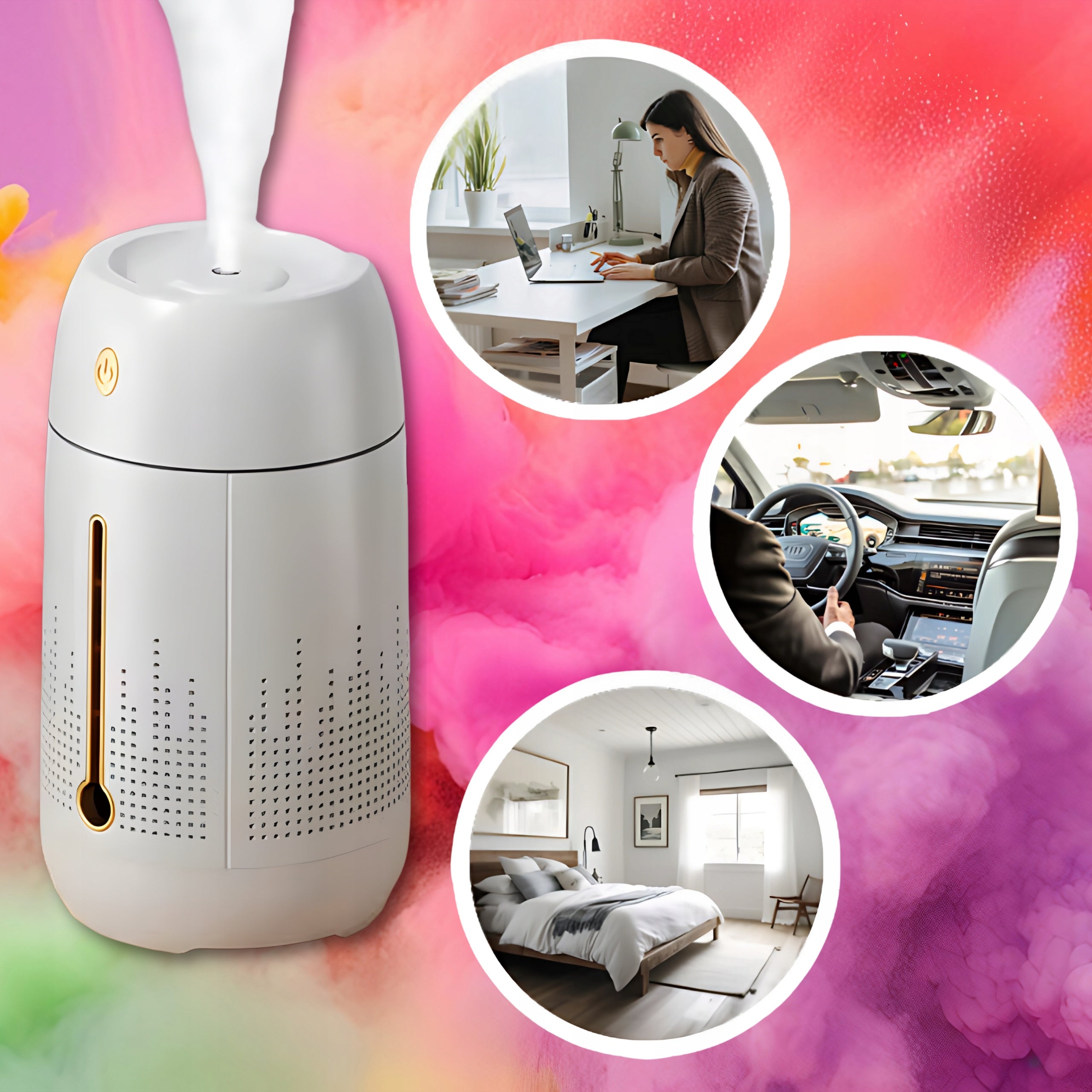 Air Humidifier Portable USB 1,2L Aromatherapy Diffuser White Manufacturer code Nawilżacz Dyfuzor z lampką LED BIAŁY