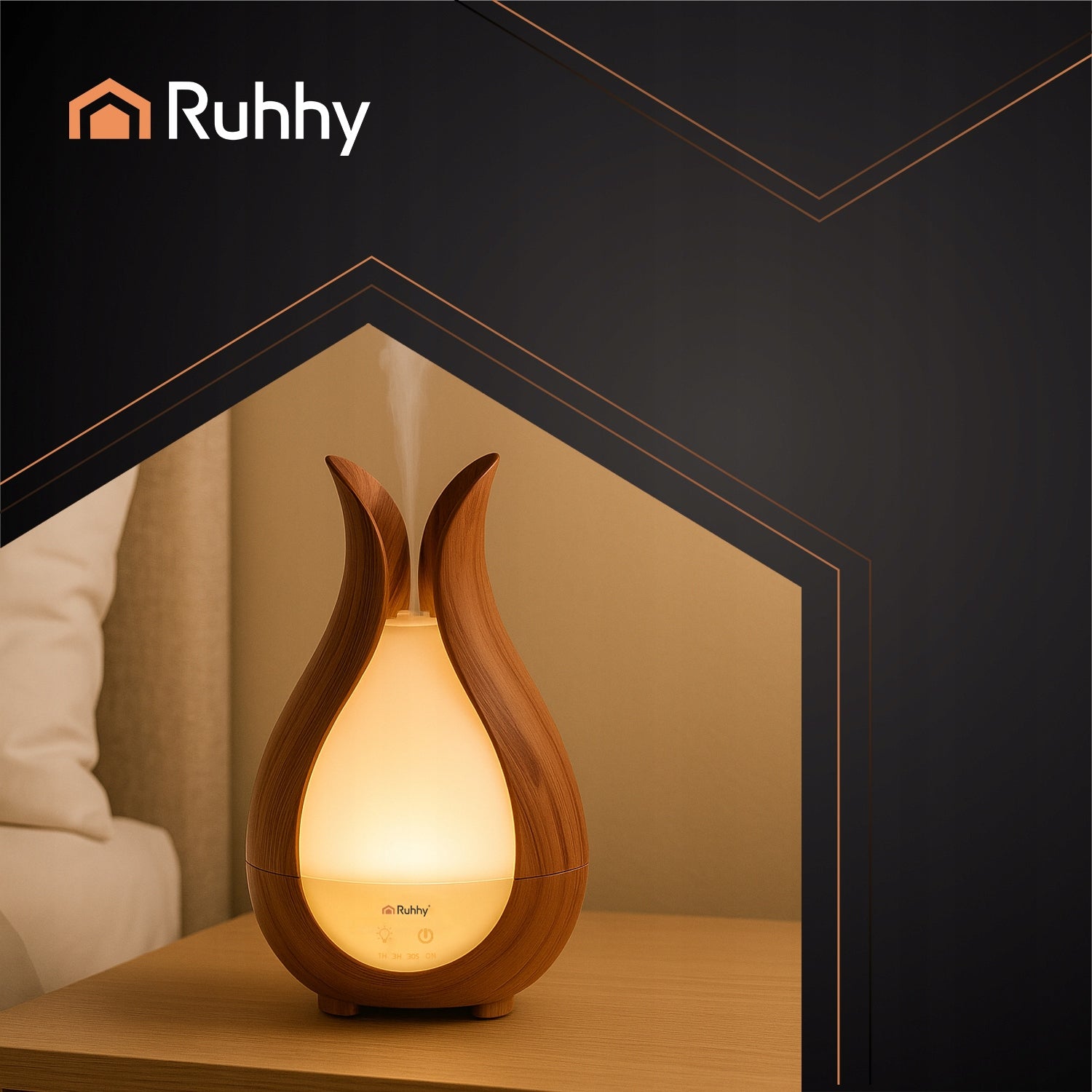 Air Humidifier Ultrasonic Fragrance Diffuser Aromatherapy LED Remote Control Model Nawilżacz Ultradźwiękowy z Aromaterapią + Olejki