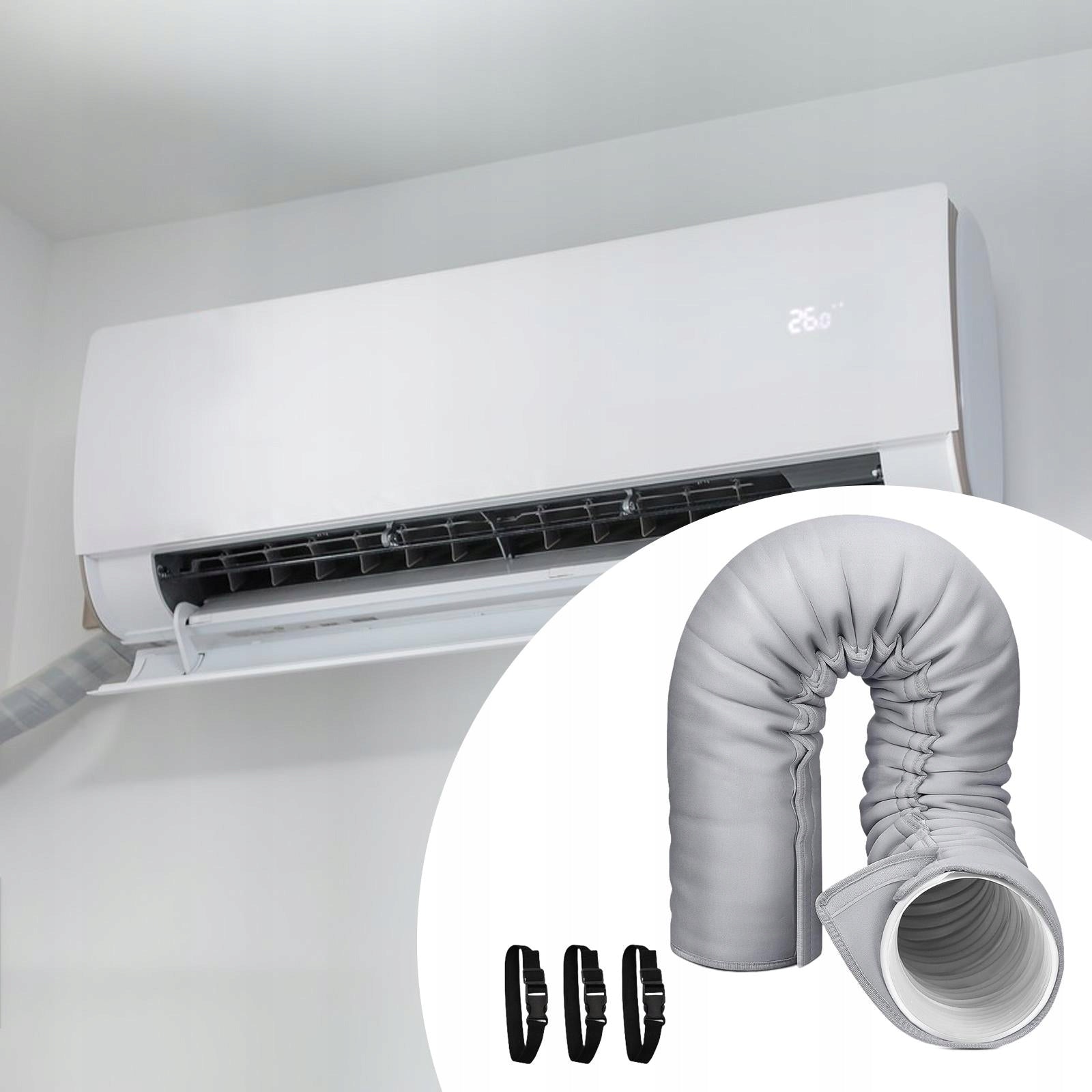 Air conditioner hose cover with bands for 5 inches and 5.9 inches in diameter Control not specified