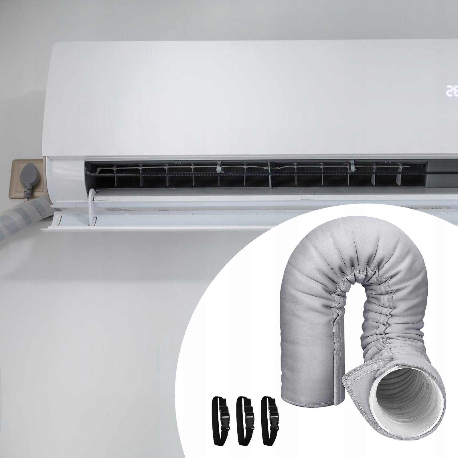 Air conditioner hose cover with bands for 5 inches and 5.9 inches in diameter Type not specified