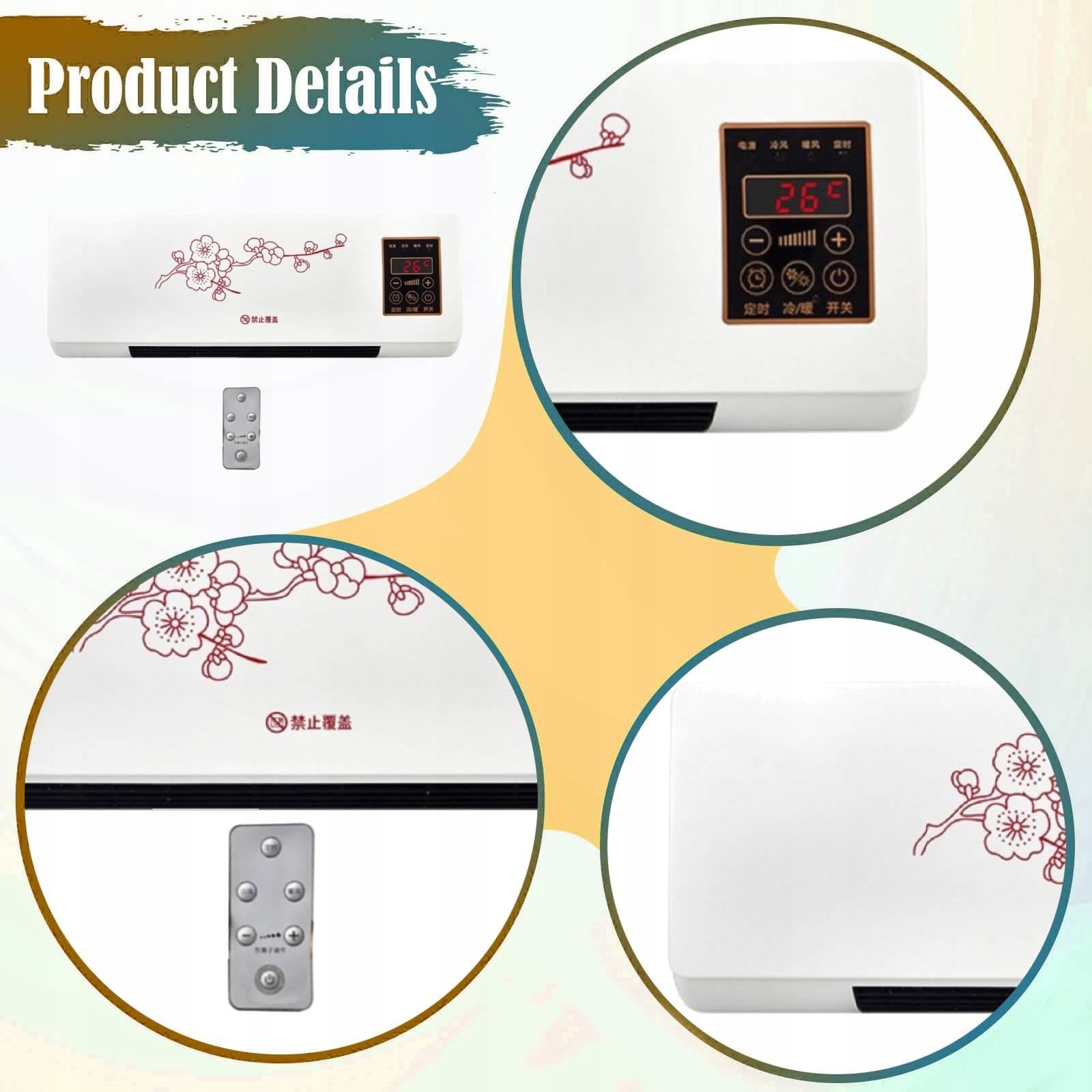 Air conditioner with Split heating function with heat pump, mounted on Dominant color multicolor