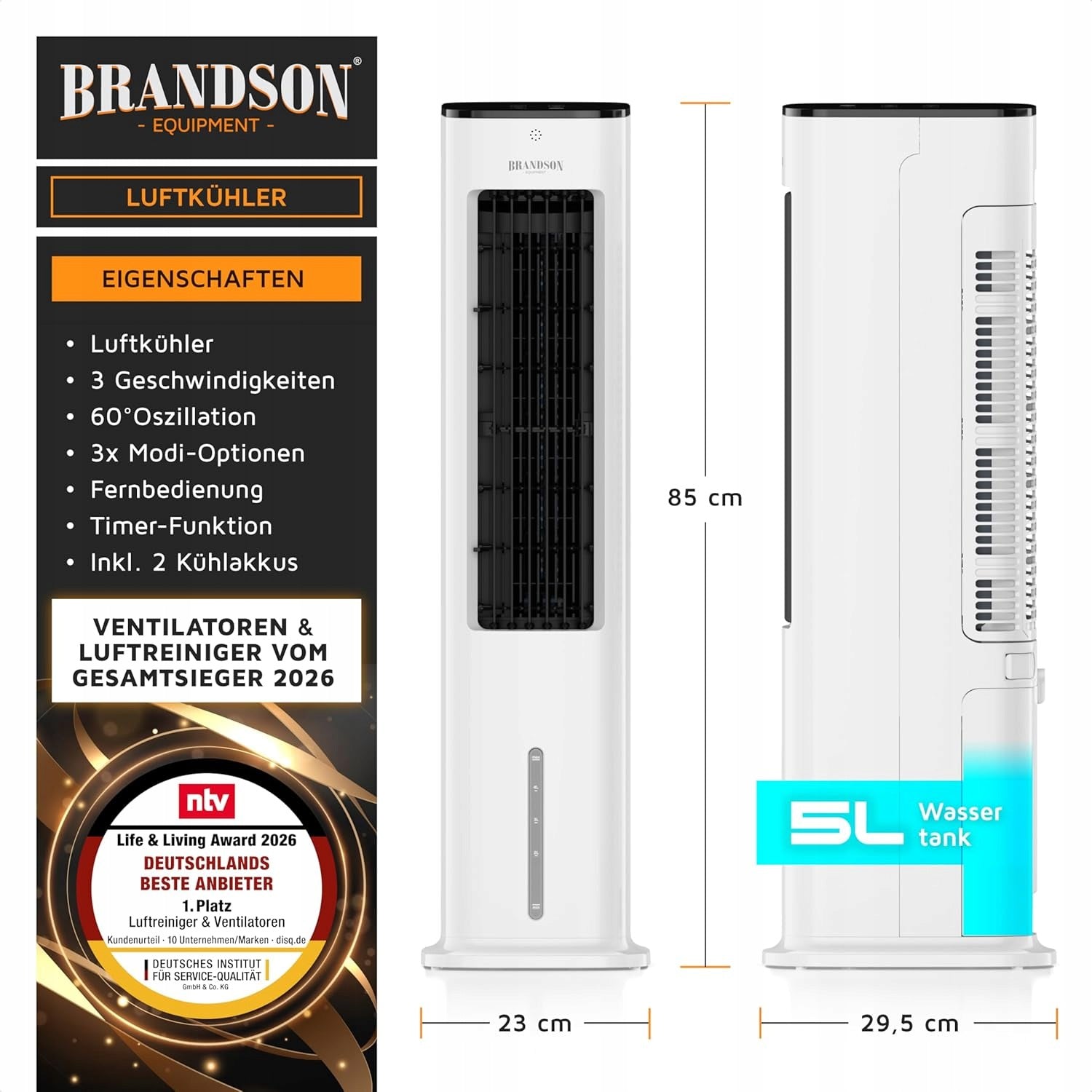 Air cooler Column fan Brandson 305041 white Manufacturer code 305041
