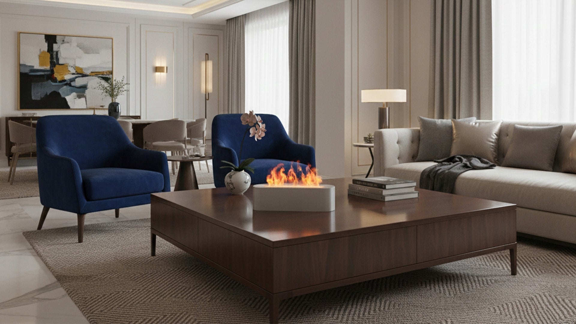 Air humidifier Diffuser flame fireplace effect LED COLORS GRUNDIG Model Diffuser fire look