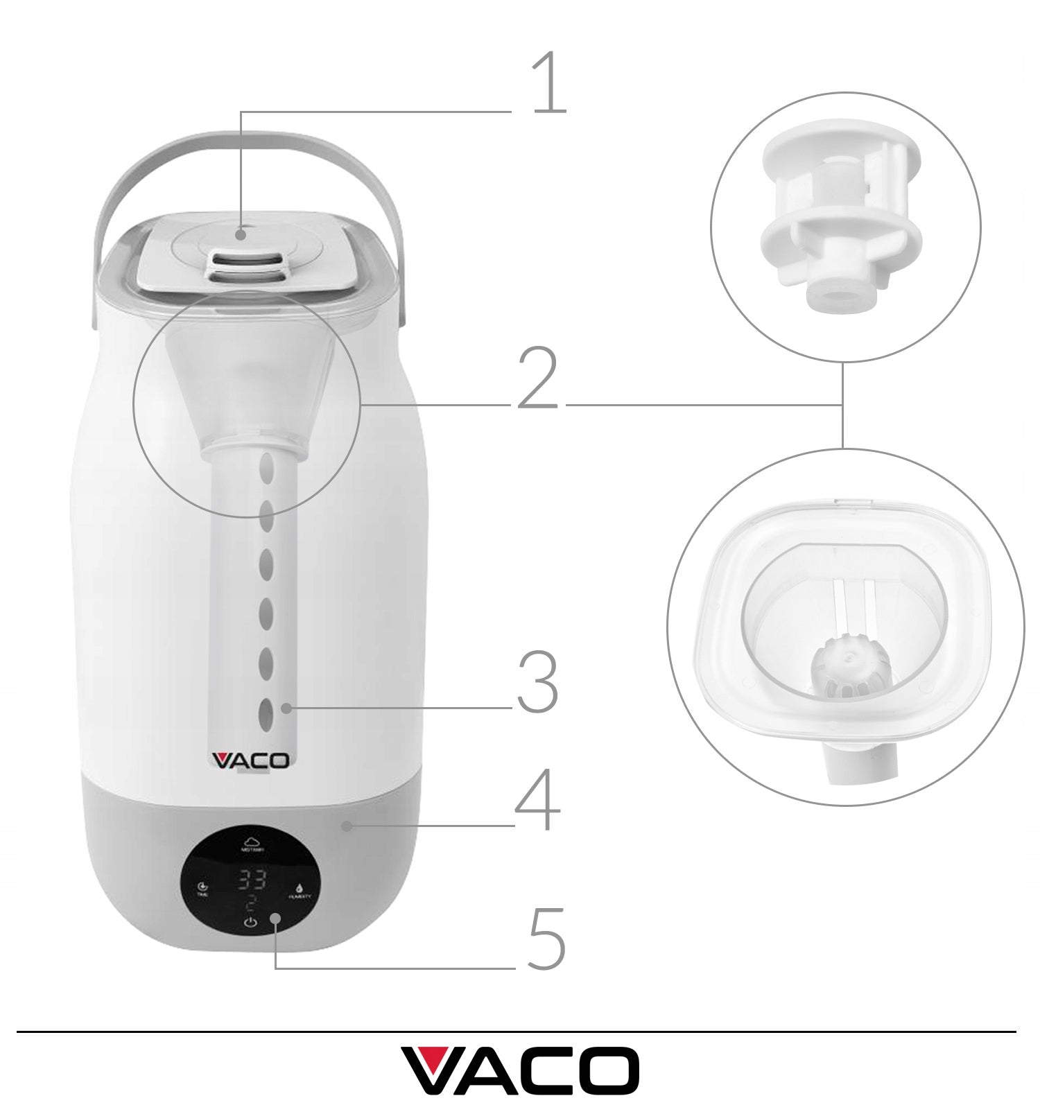 Air humidifier Vaco aromatherapy WiFi LED Dominant color white