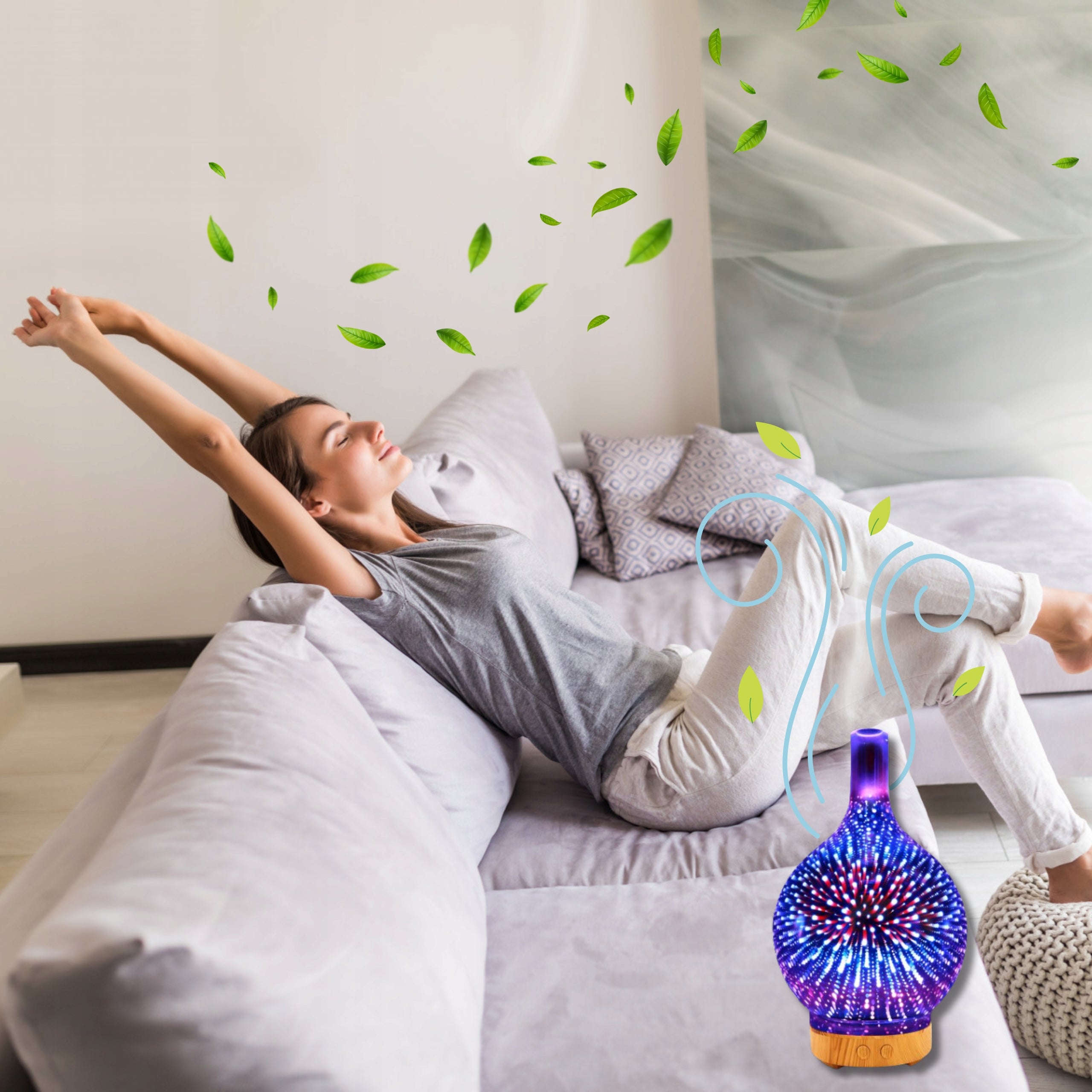 Air humidifier and aroma diffuser 200ml with LED aromatherapy light Type ultrasonic humidifier