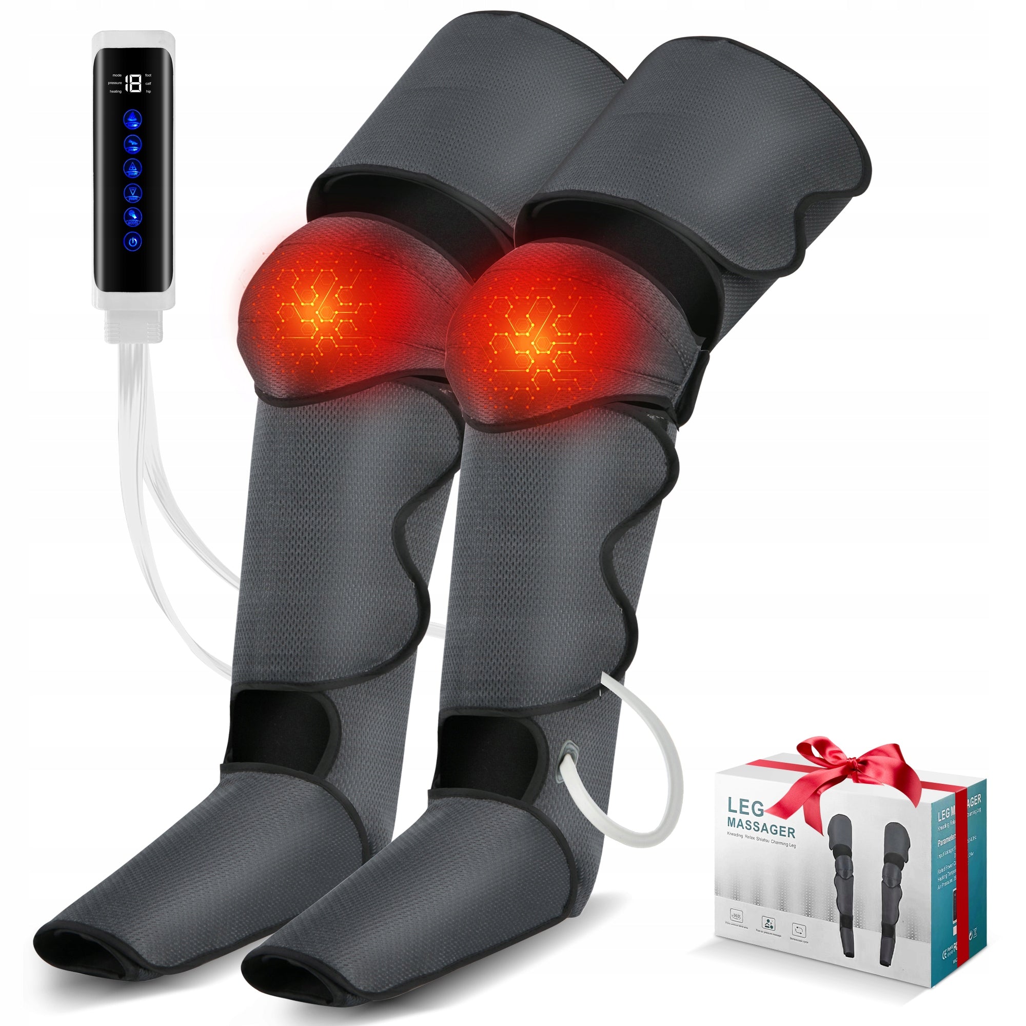Air massager for legs lymphatic drainage warming up to thighs, calves, knees