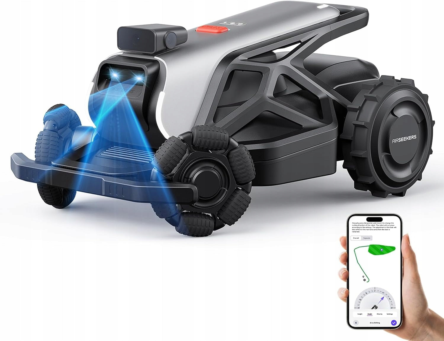 AirSeekers Robot Lawn Mower 2400m² RTK AI 65% Slope WiFi/4G App