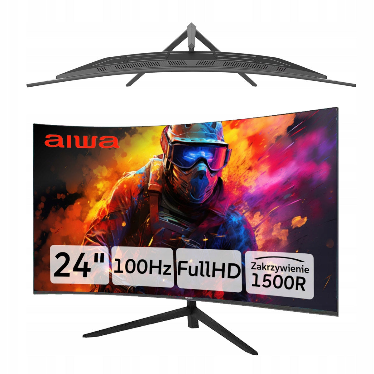 Aiwa 24" 1920x1080 100Hz HDMI Gaming Monitor Frameless Curved